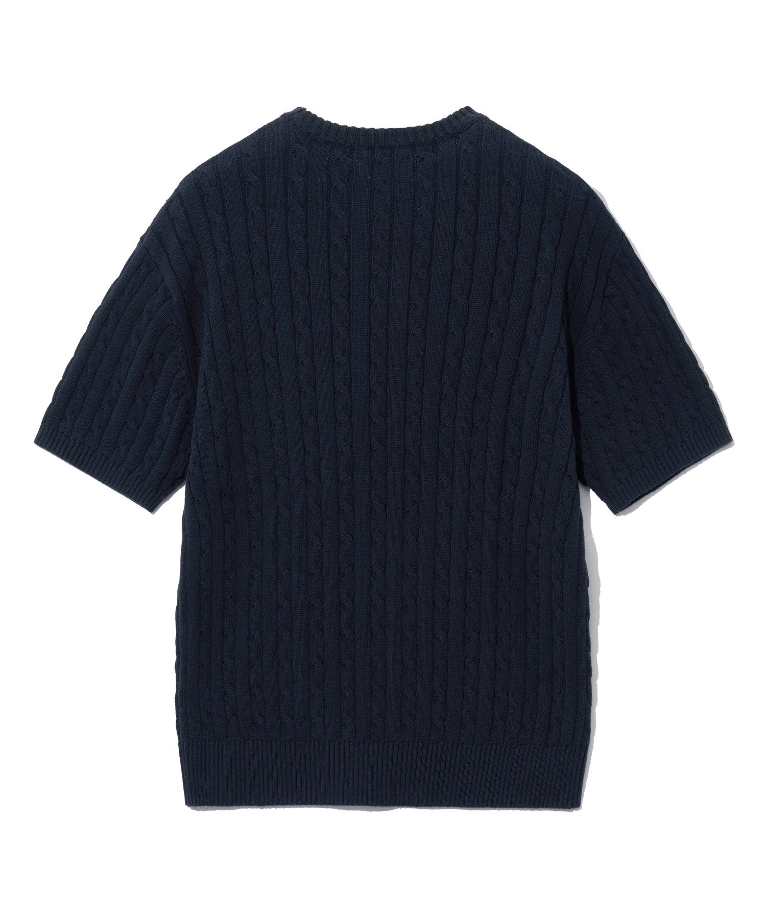 ☆YALE☆ HERITAGE DAN CABLE SHORTSLEEVE ROUND KNIT NAVY YEM1 MUSINSA公式 | YALE Heritage Dan Cable Short Sleeve Round