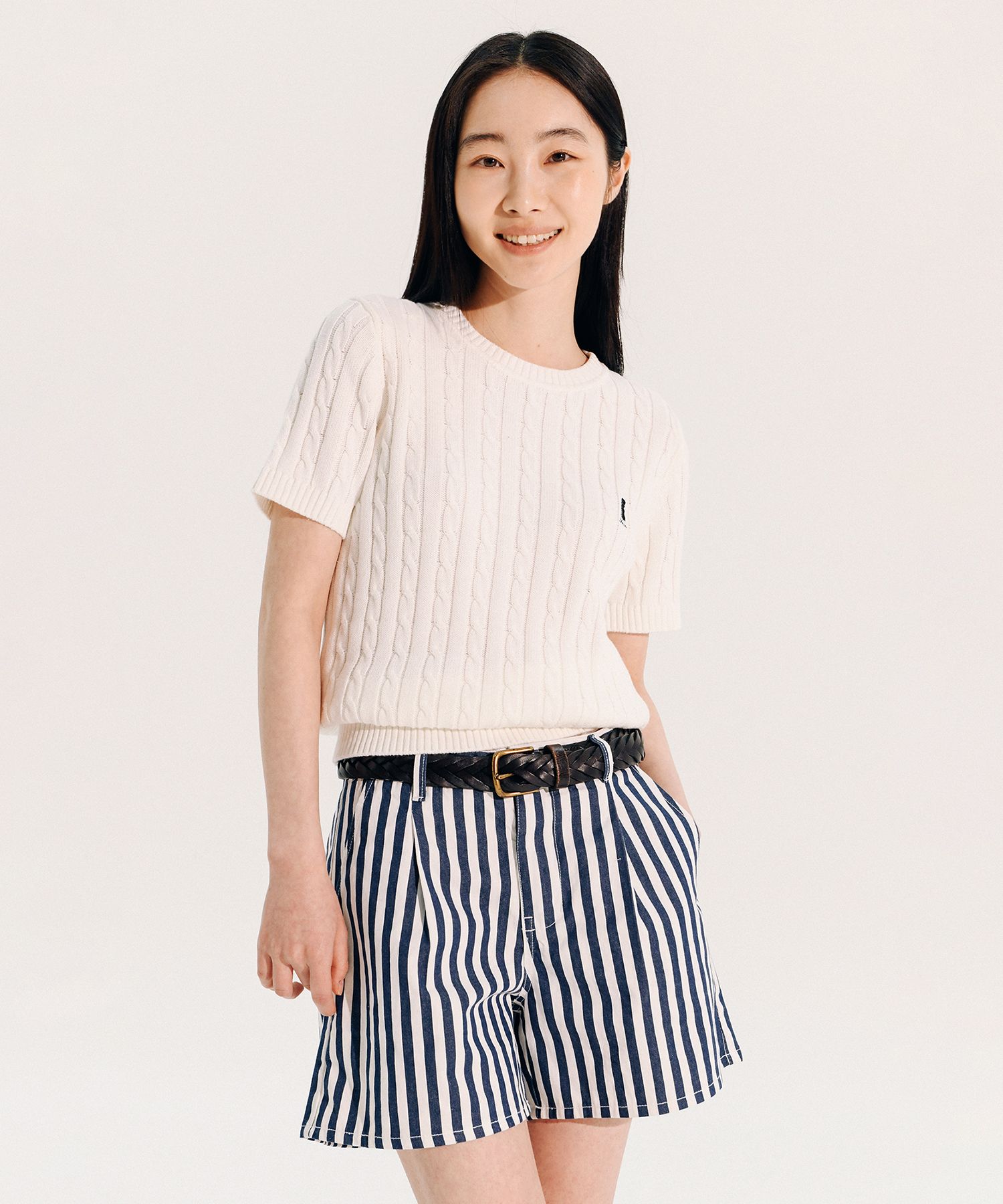 ☆YALE☆ WOMENS HERITAGE DAN CABLE SHORTSLEEVE POLO KNIT LIG MUSINSA | YALE Women's Heritage Dan Cable Short Sleeve Polo