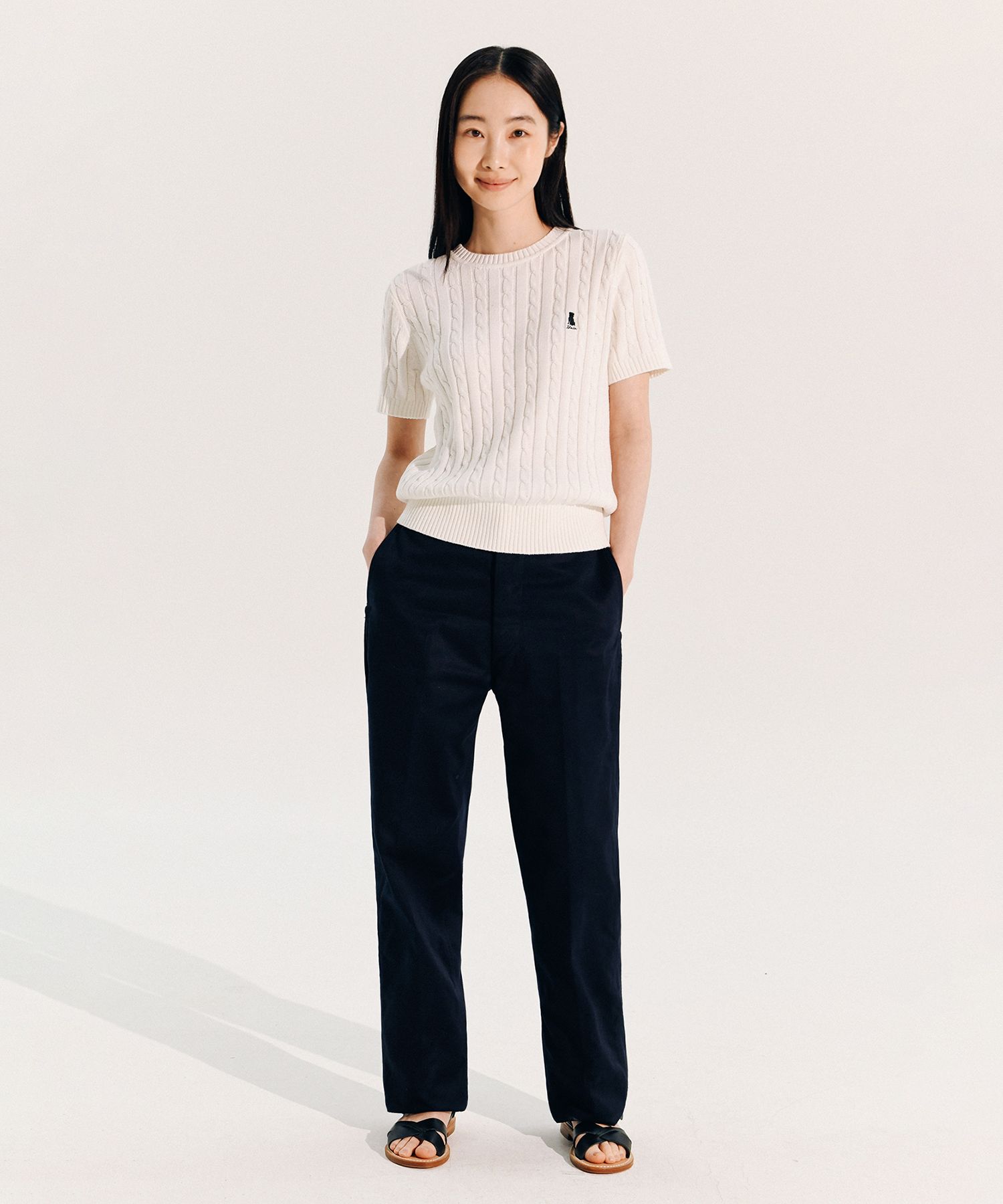 ☆YALE☆ WOMENS HERITAGE DAN CABLE SHORTSLEEVE ROUND KNIT WA MUSINSA | YALE Women's Heritage Dan Cable Short Sleeve Round