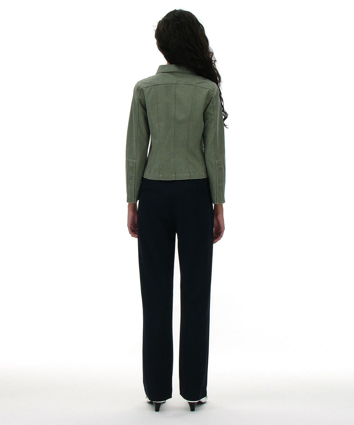 파르티멘토 우먼(PARTIMENTO WOMEN) 워시드 코튼 집업 자켓_라이트 카키