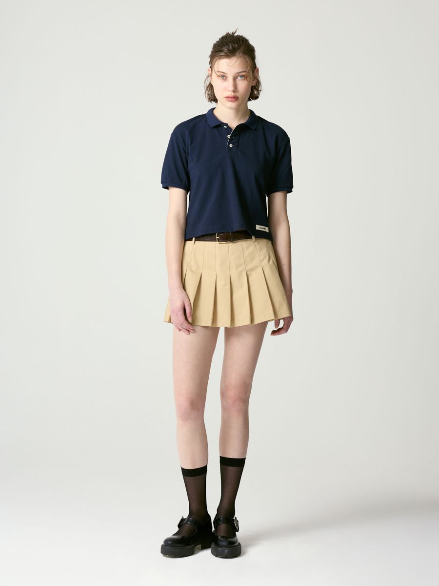 MUSINSA公式 | GLOWNY GIRLFRIEND PLEATED MINI SKIRT (BEIGE)