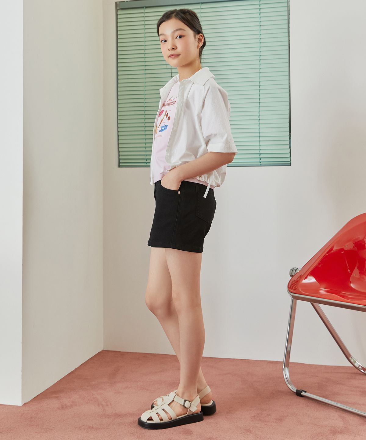 아이엠아이(IAMI) KK45371 주니어 시어서커 카라티셔츠