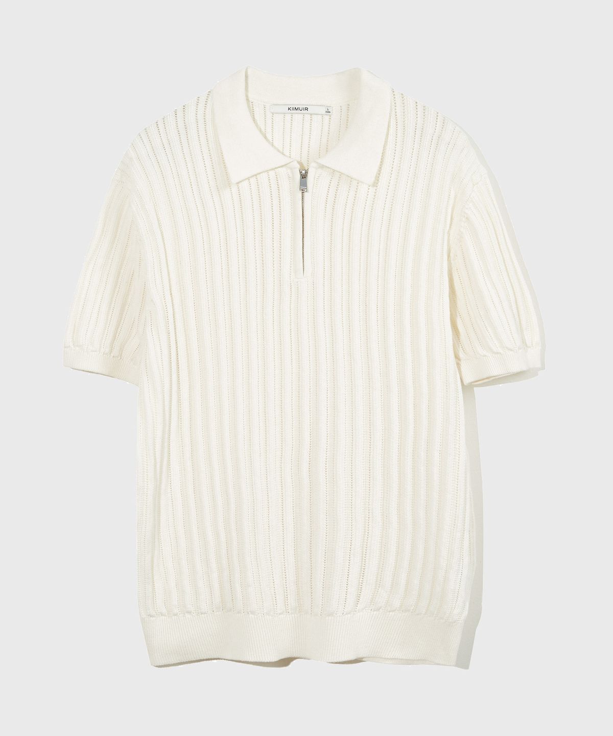 키뮤어(KIIMUIR) 하프집업 반팔 니트_아이보리