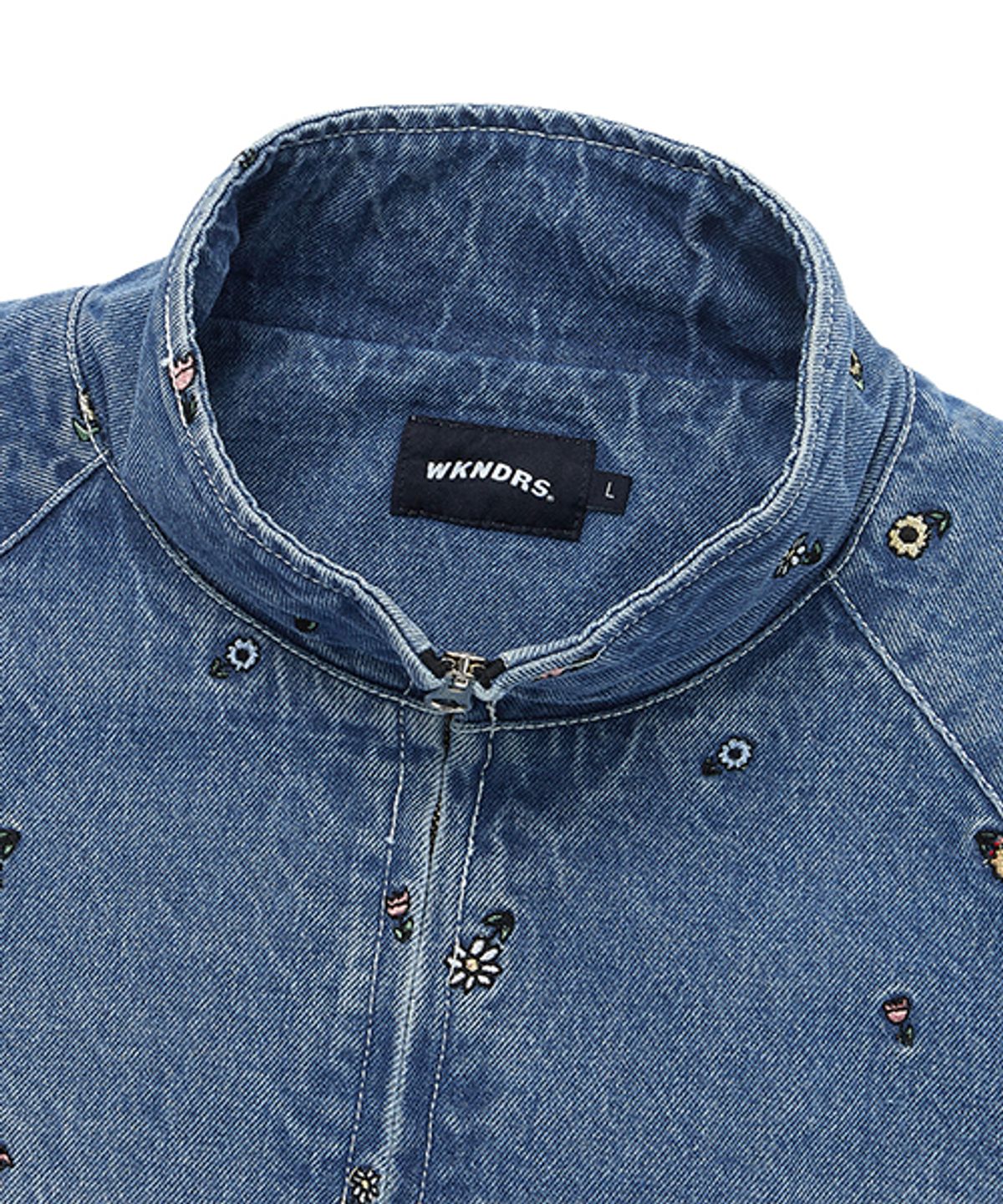 위캔더스(WKNDRS) FLORAL DENIM JACKET (L.DENIM)