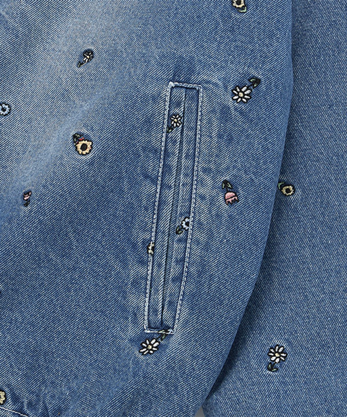 위캔더스(WKNDRS) FLORAL DENIM JACKET (L.DENIM)