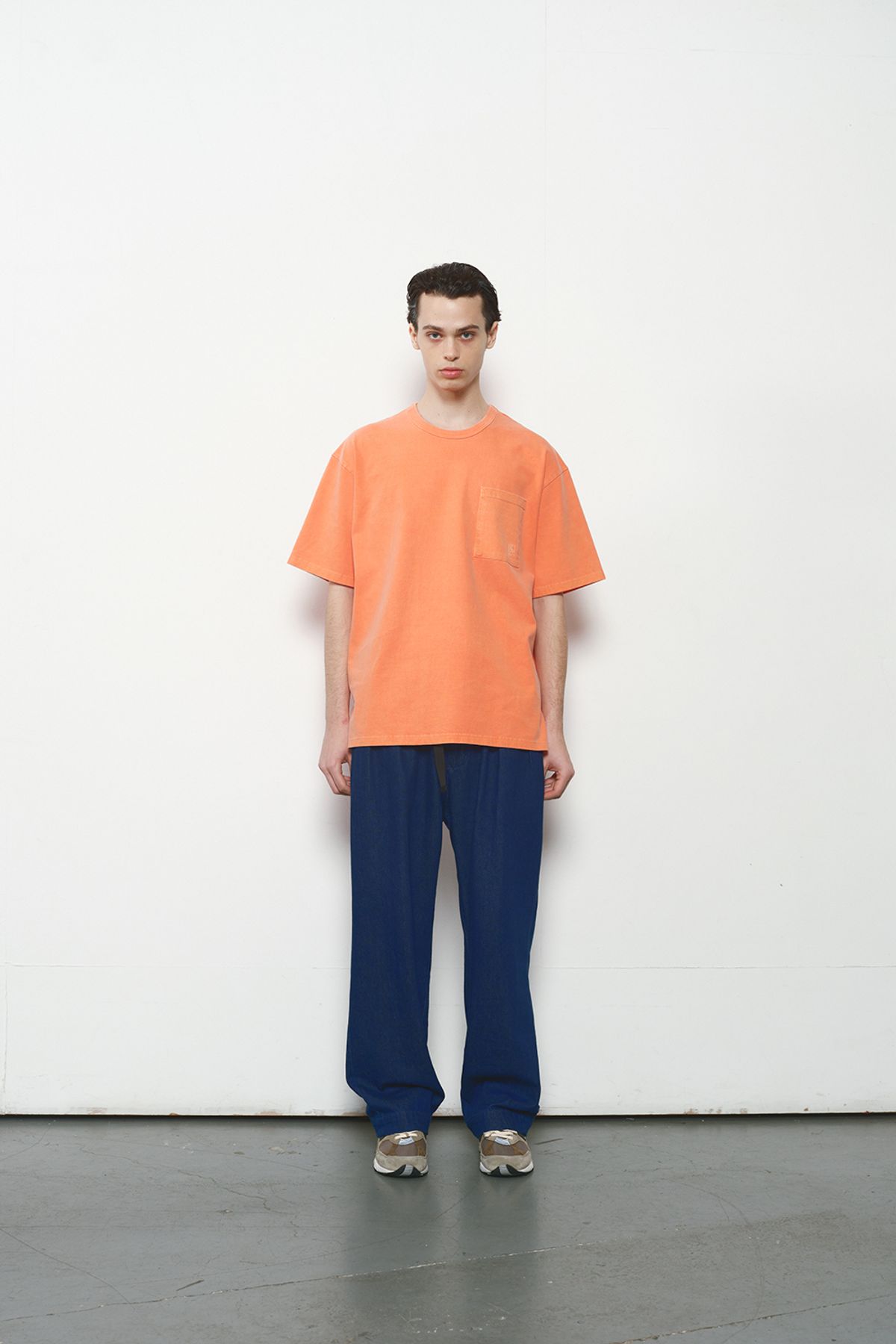 홀리선(HORLISUN) Lawrence Garment Dyeing Short T-shirt Orange