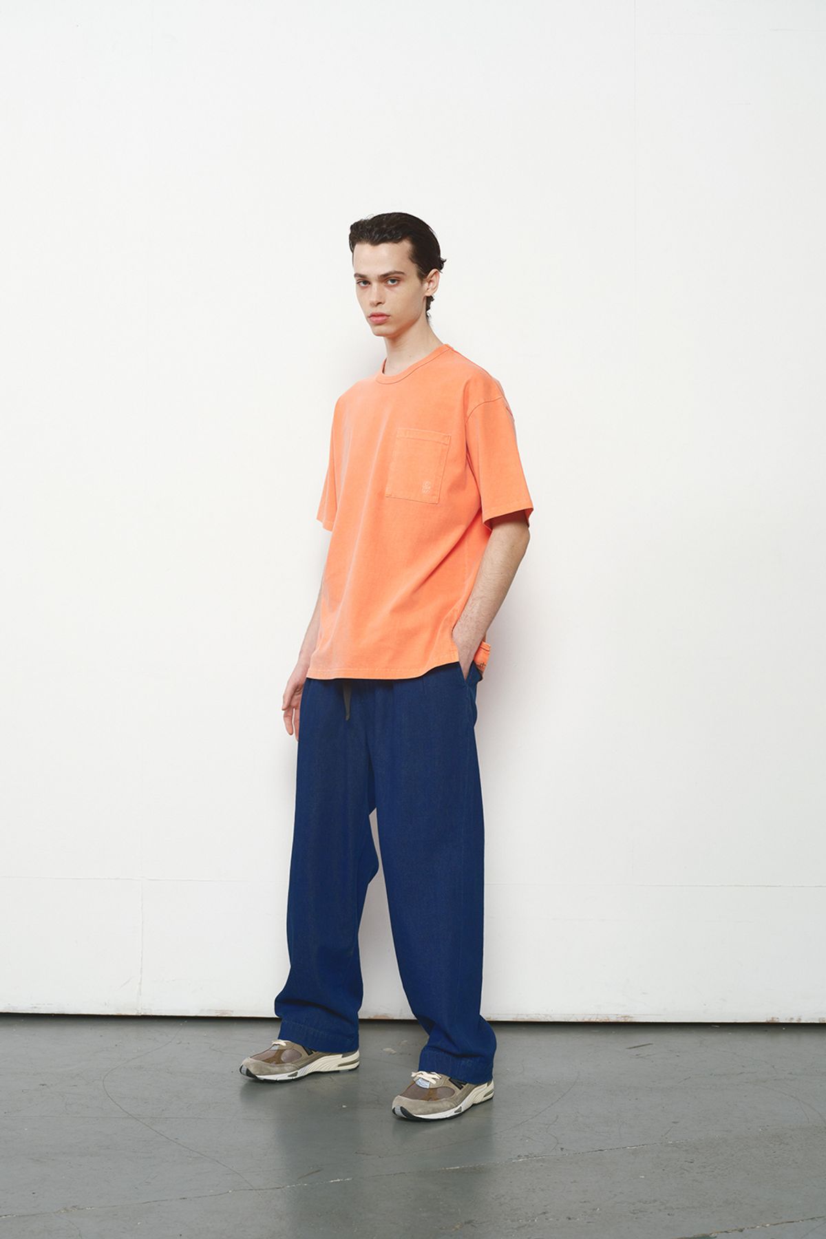 홀리선(HORLISUN) Lawrence Garment Dyeing Short T-shirt Orange