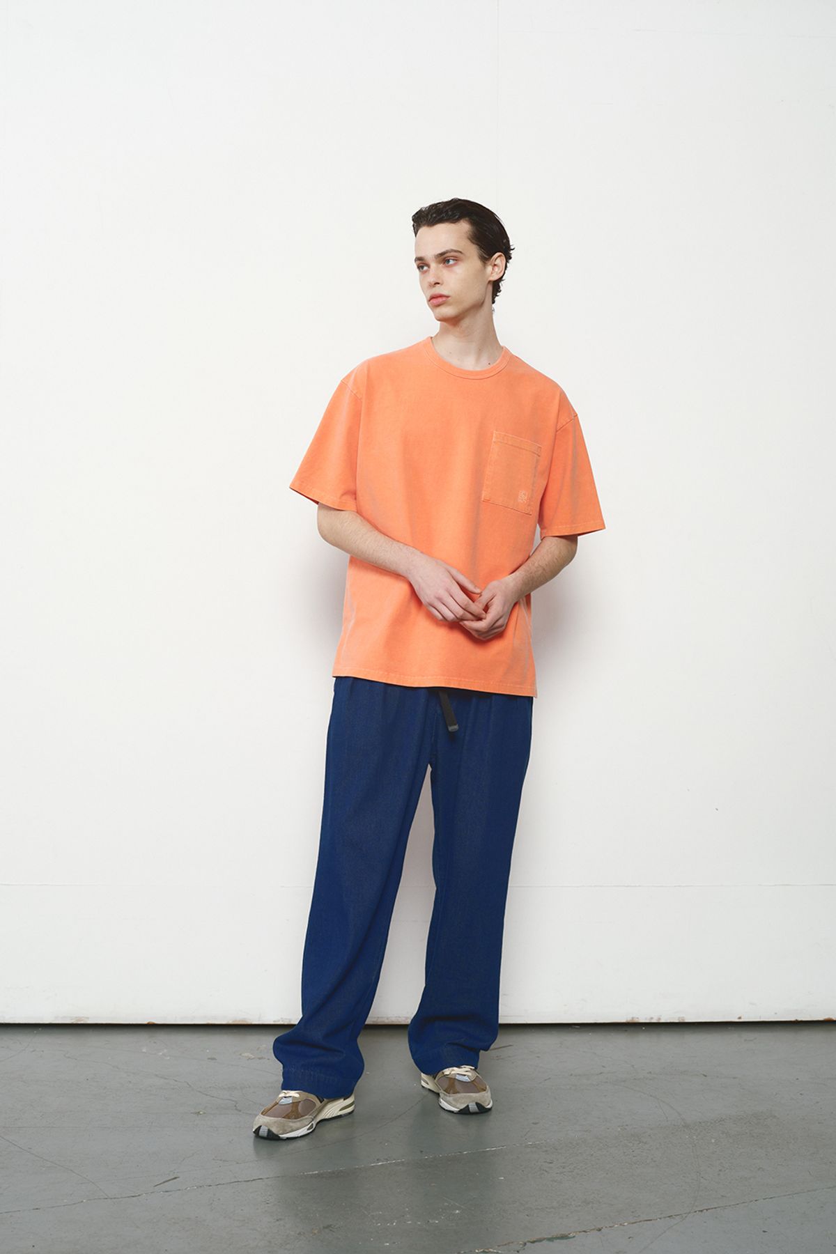 홀리선(HORLISUN) Lawrence Garment Dyeing Short T-shirt Orange