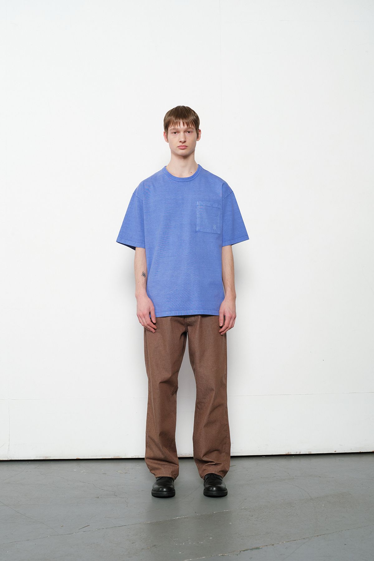 홀리선(HORLISUN) Lawrence Garment Dyeing Short T-shirt Blue