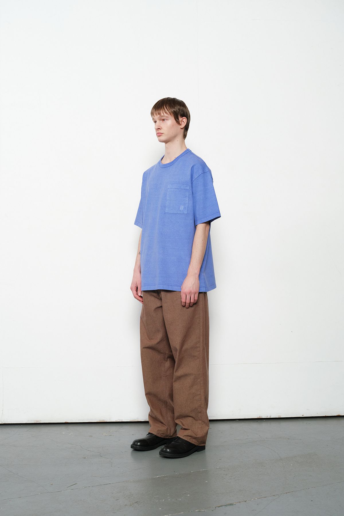 홀리선(HORLISUN) Lawrence Garment Dyeing Short T-shirt Blue
