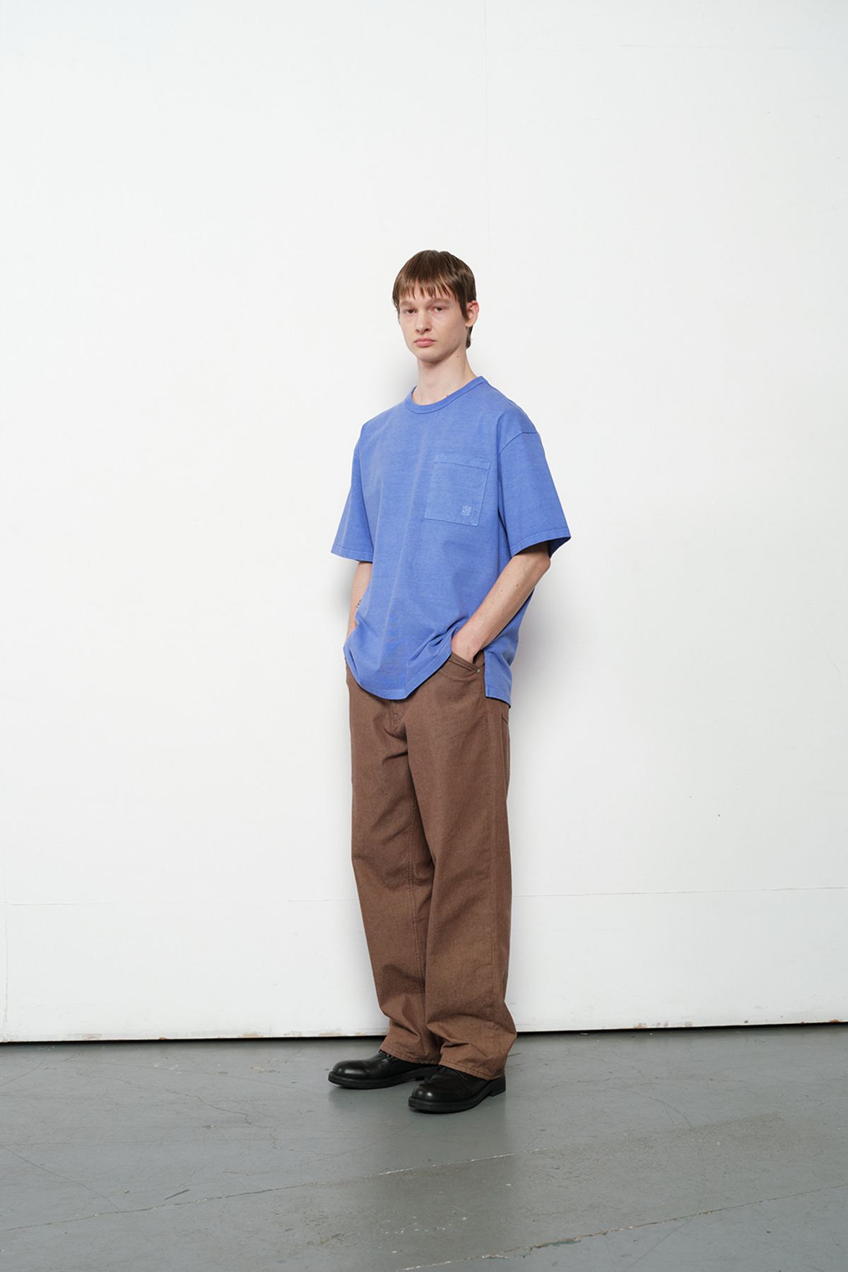 홀리선(HORLISUN) Lawrence Garment Dyeing Short T-shirt Blue