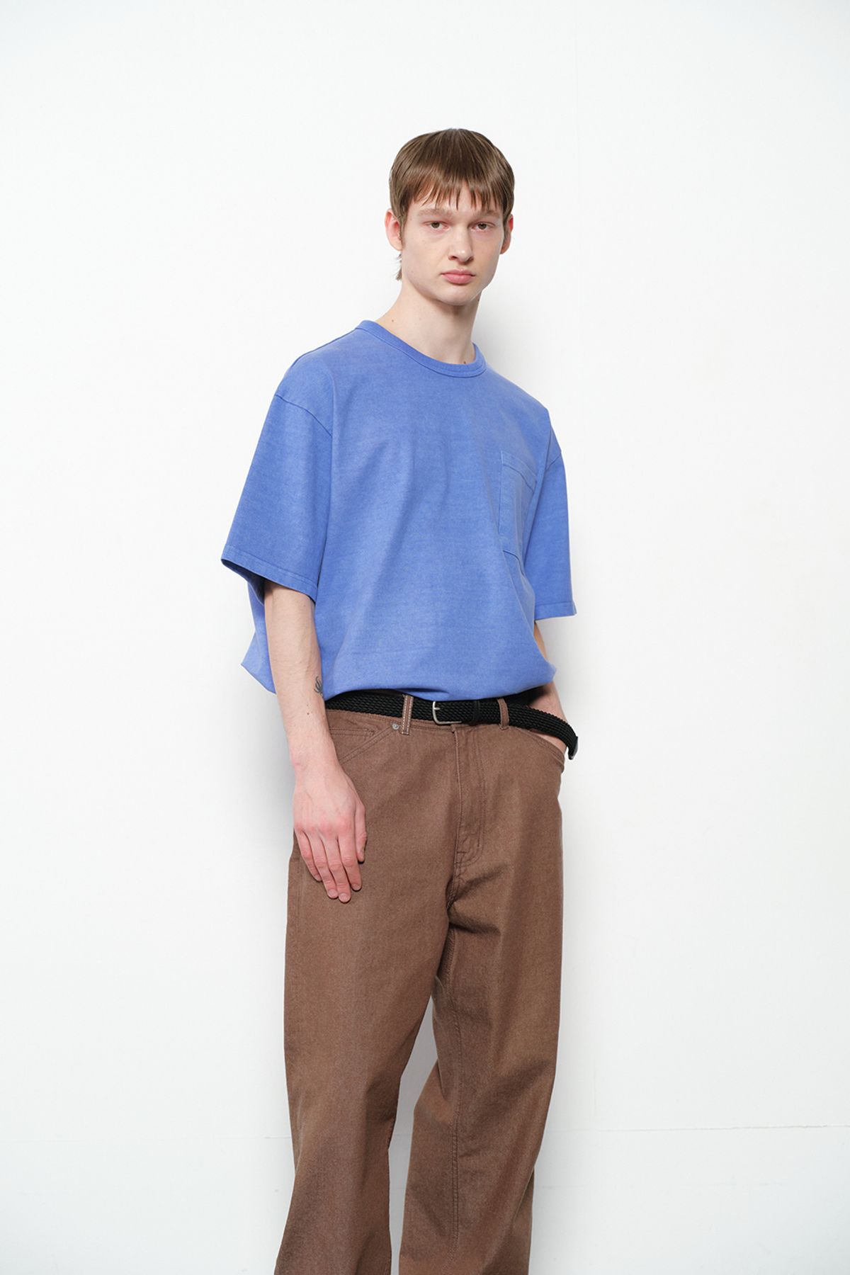 홀리선(HORLISUN) Lawrence Garment Dyeing Short T-shirt Blue