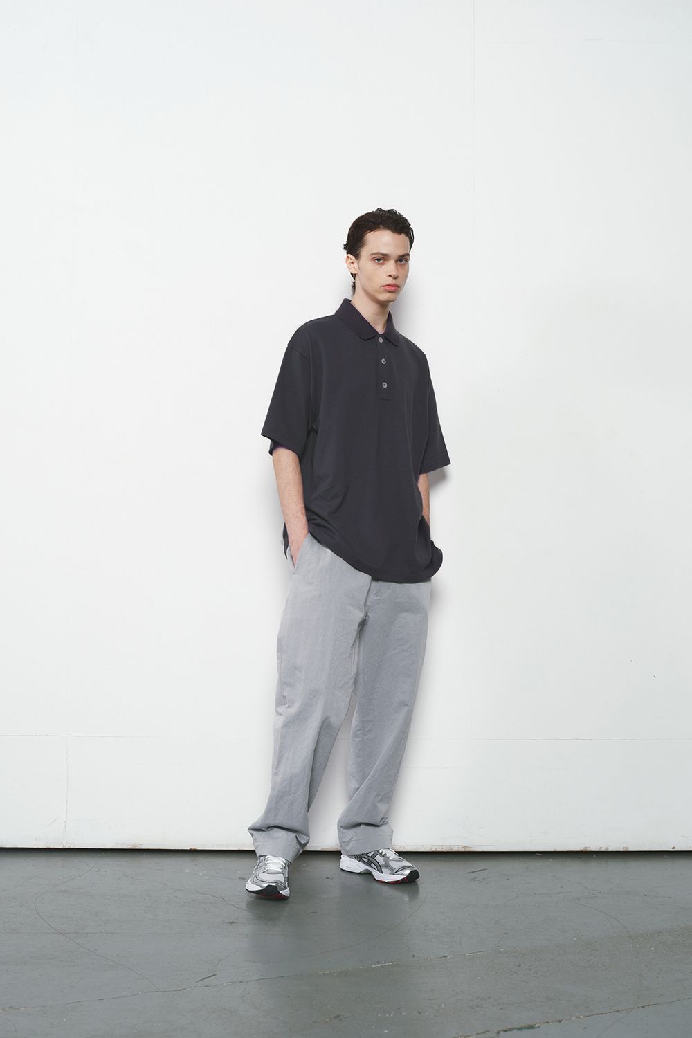 MUSINSA | HORLISUN Sumerset Short Pique Pullover Shirt Charcoal