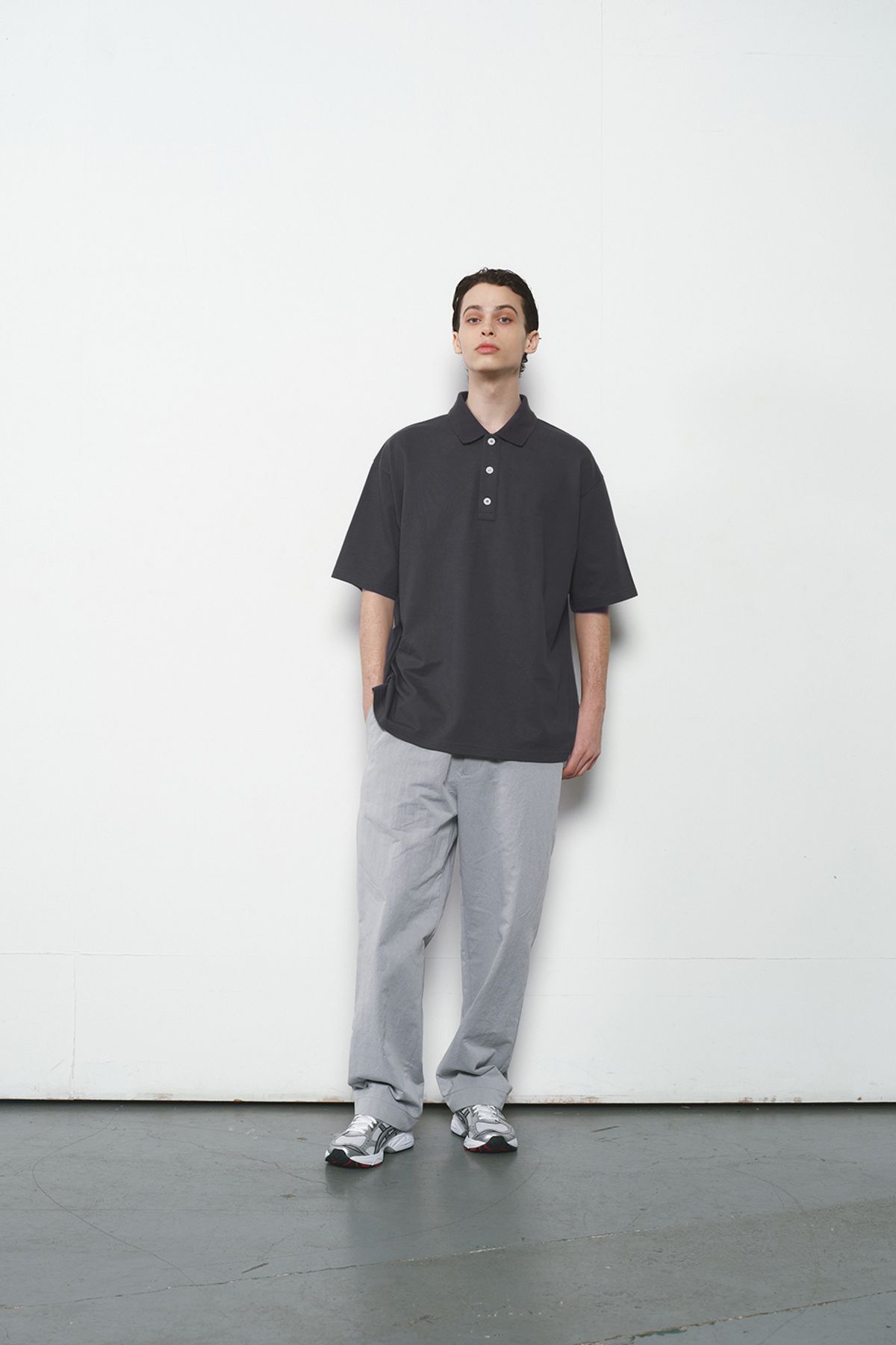 홀리선(HORLISUN) Sumerset Short Pique Pullover Shirt Charcoal