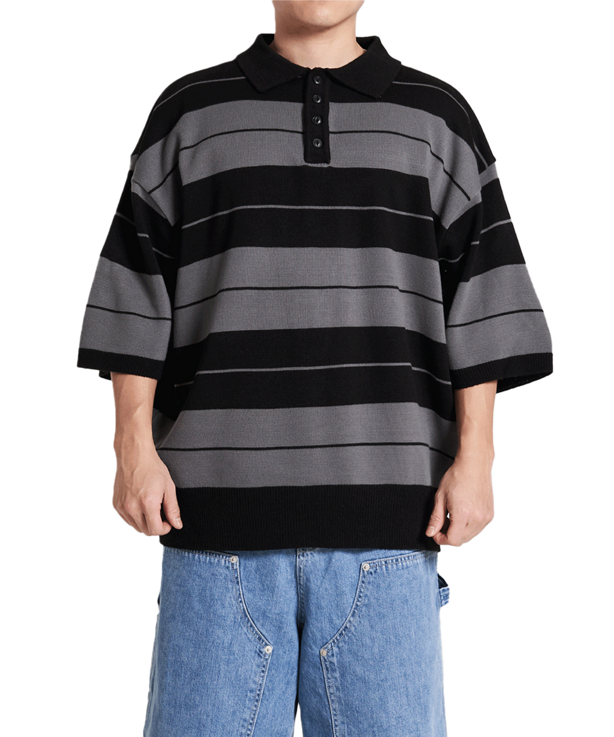 엔와이피(N.Y.P) Charlie Brown Polo Knit man (charcoal)