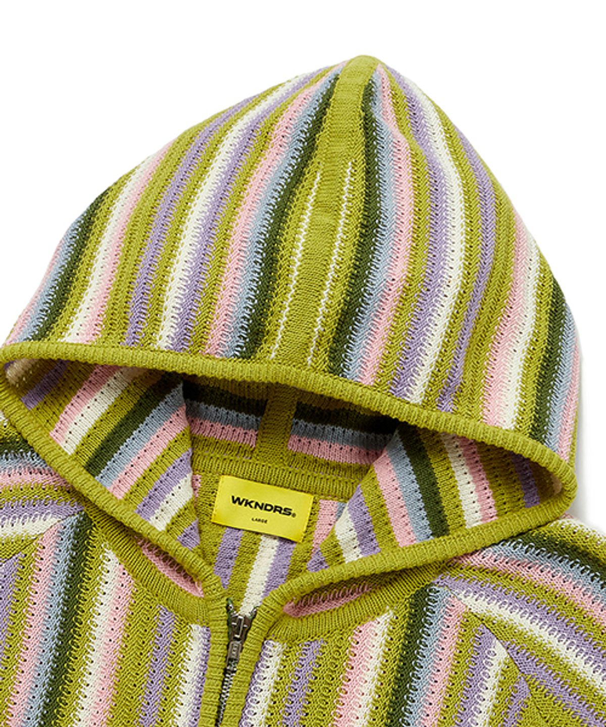 위캔더스(WKNDRS) STRIPE KNITTED ZIPUP (GREEN)