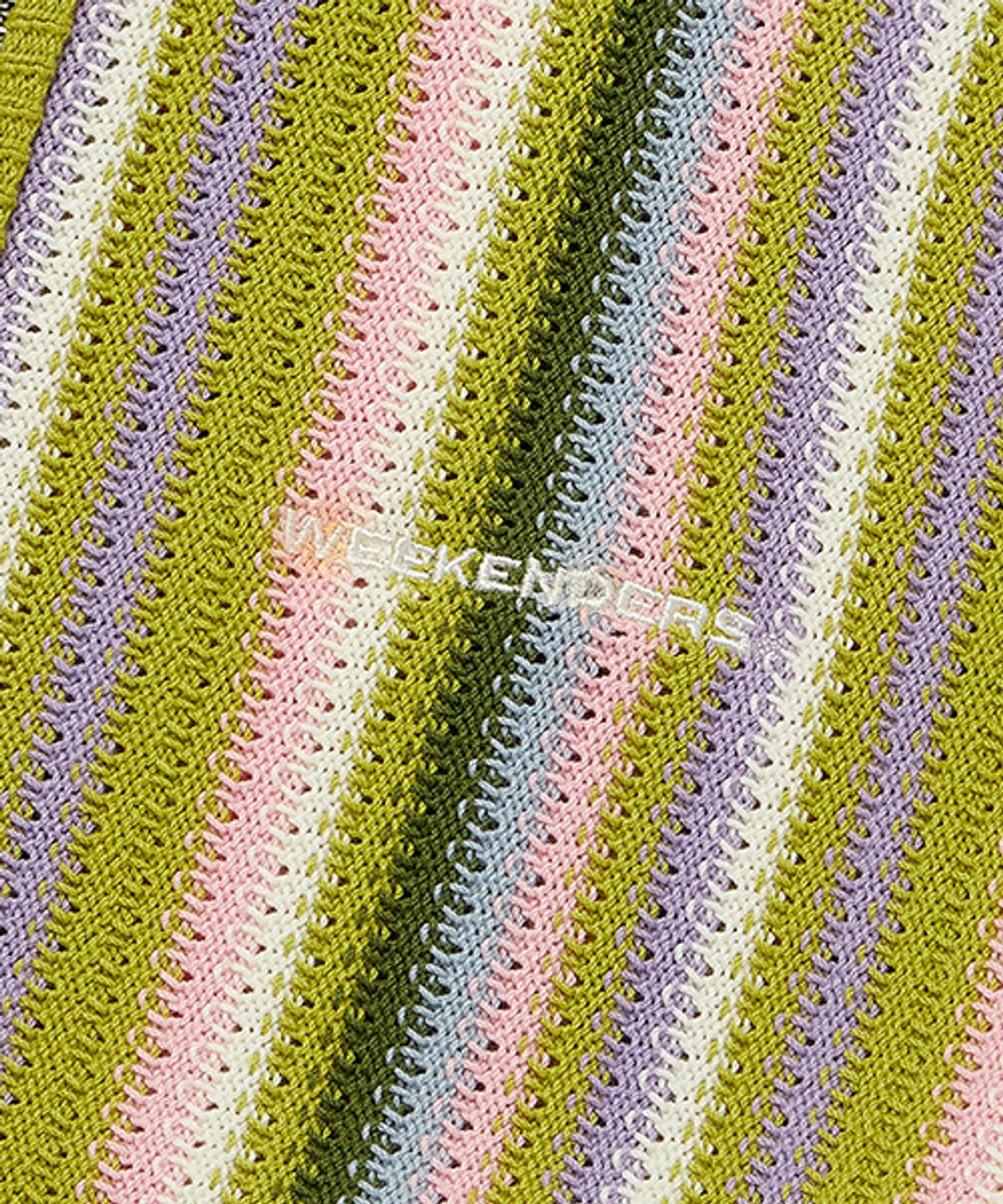 위캔더스(WKNDRS) STRIPE KNITTED ZIPUP (GREEN)