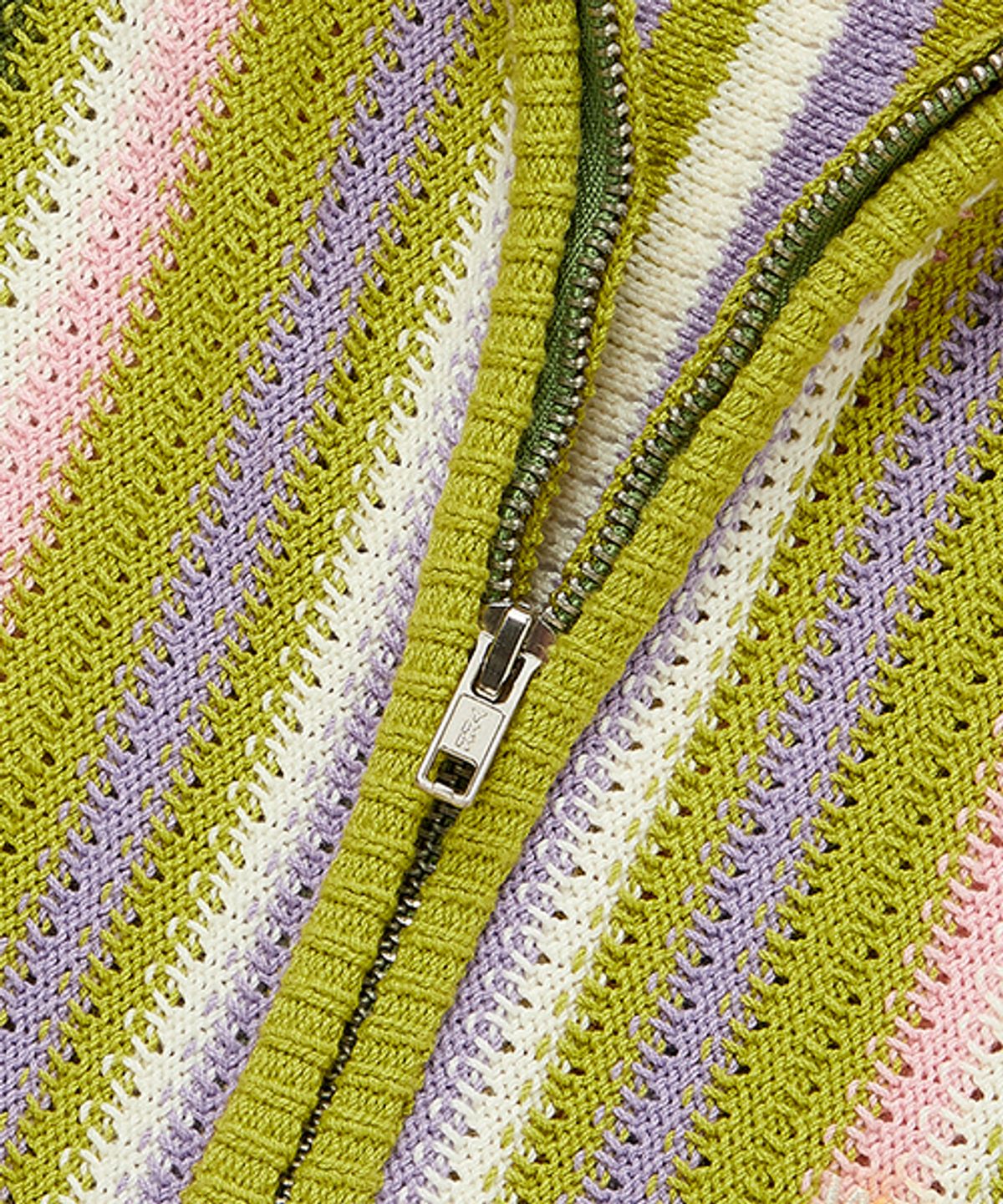 위캔더스(WKNDRS) STRIPE KNITTED ZIPUP (GREEN)