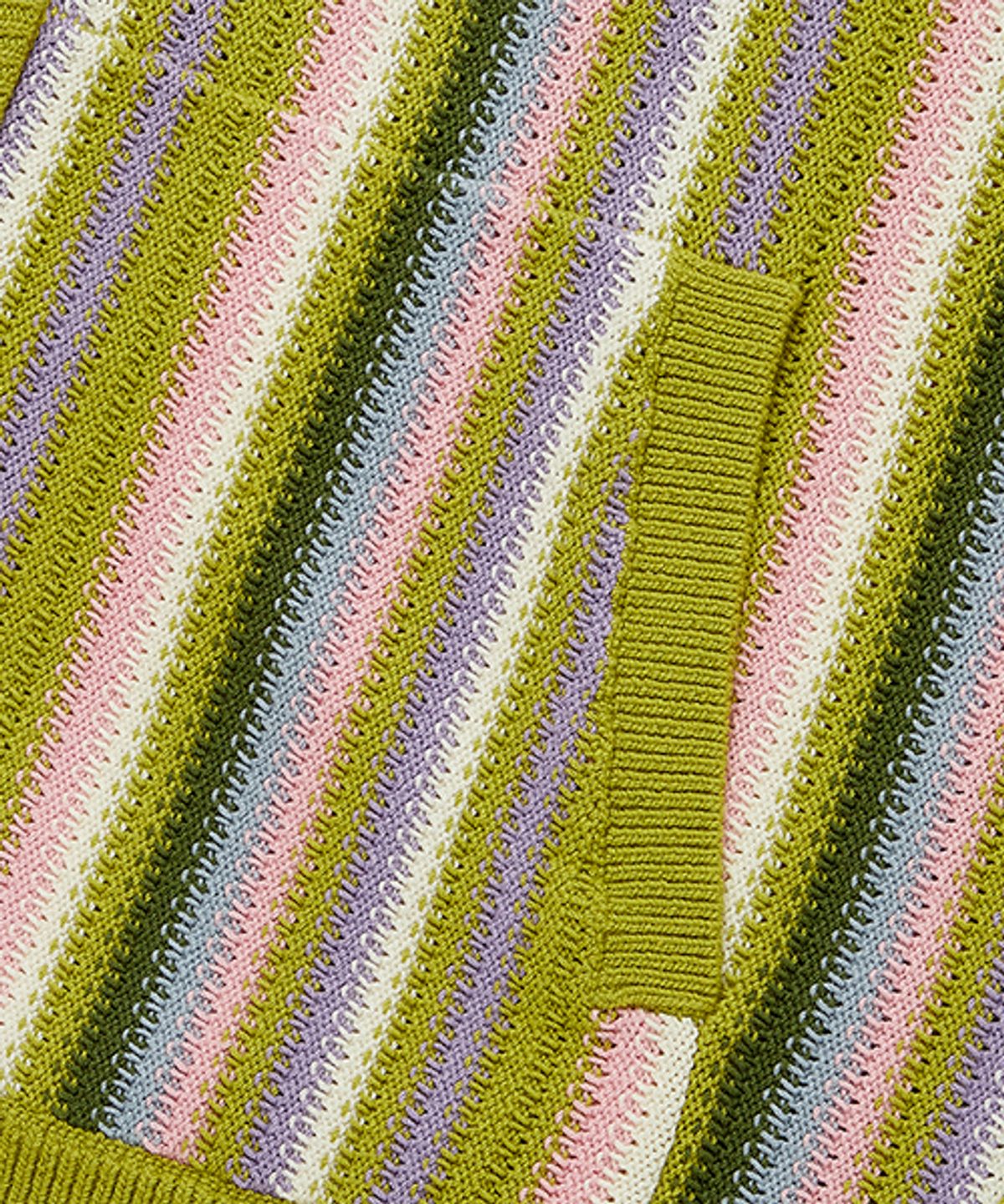 위캔더스(WKNDRS) STRIPE KNITTED ZIPUP (GREEN)