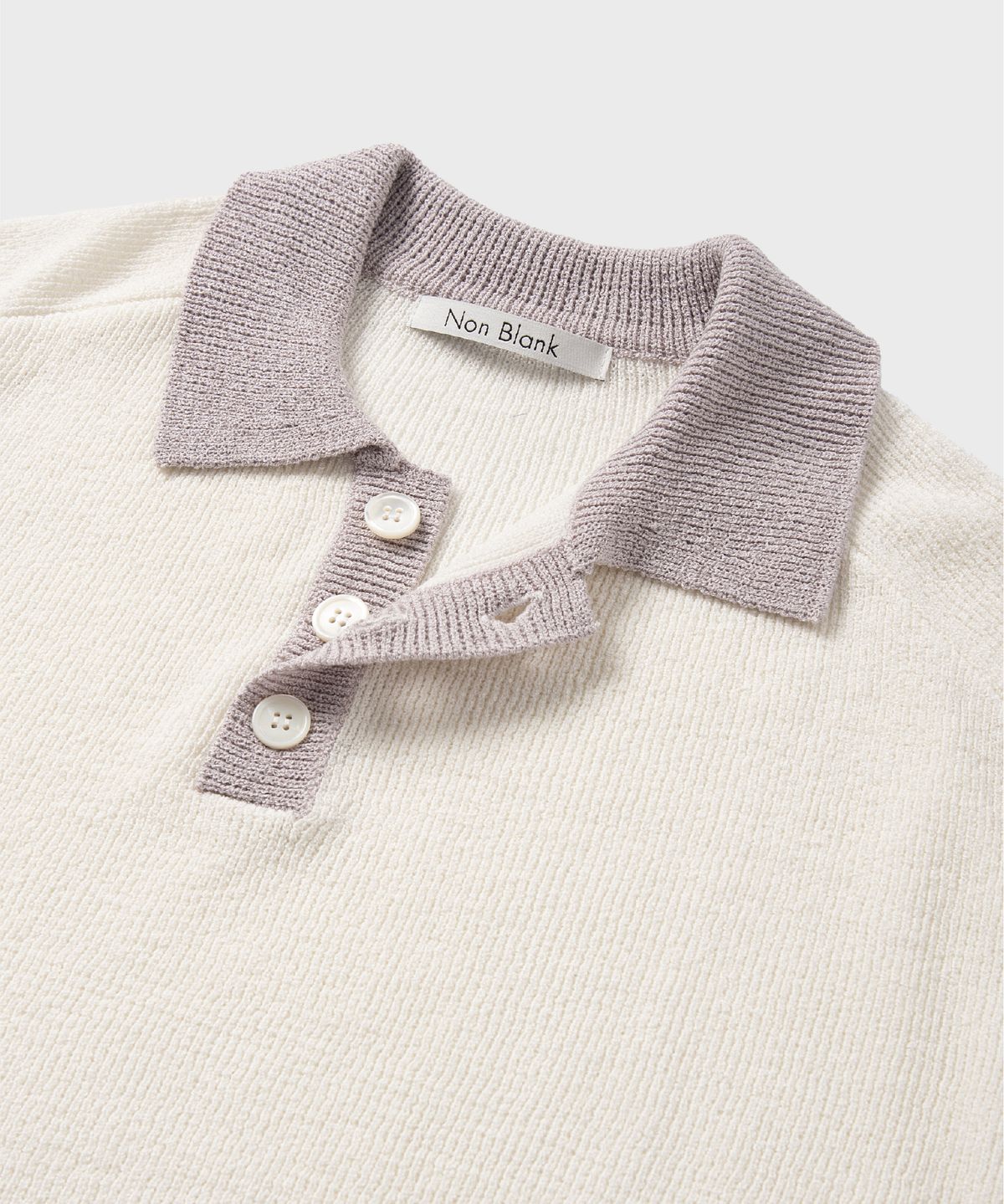 넌블랭크(NONBLANK) 래글런 하프 슬리브 칼라 니트_IVORY