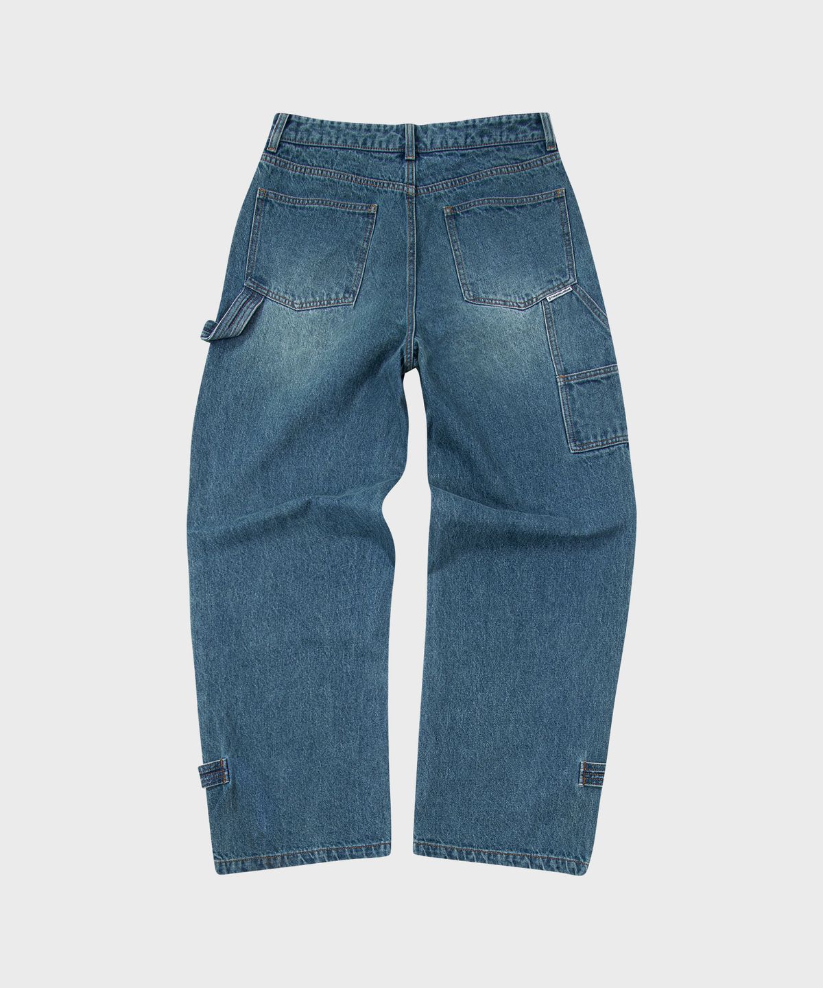 더바이닐하우스(THEVINYLHOUSE) CUT OFF DOUBLE KNEE JEANS BLUE (VH2DFUD101A)