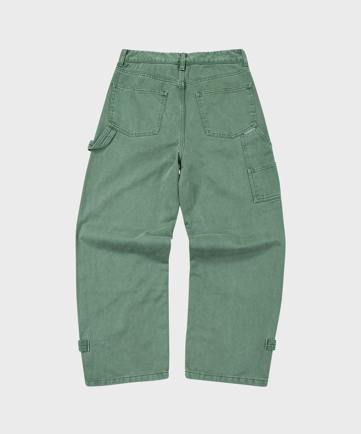 더바이닐하우스(THEVINYLHOUSE) CUT OFF DOUBLE KNEE JEANS GREEN (VH2DFUD101A)
