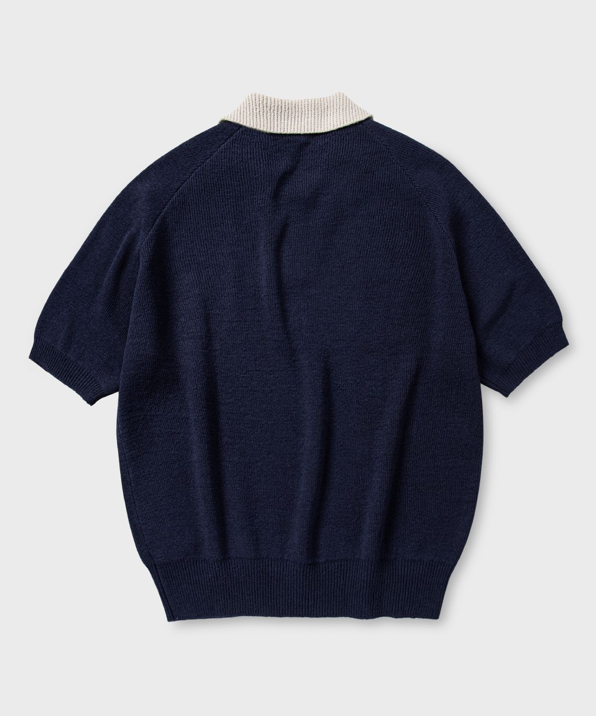 넌블랭크(NONBLANK) 래글런 하프 슬리브 칼라 니트_NAVY