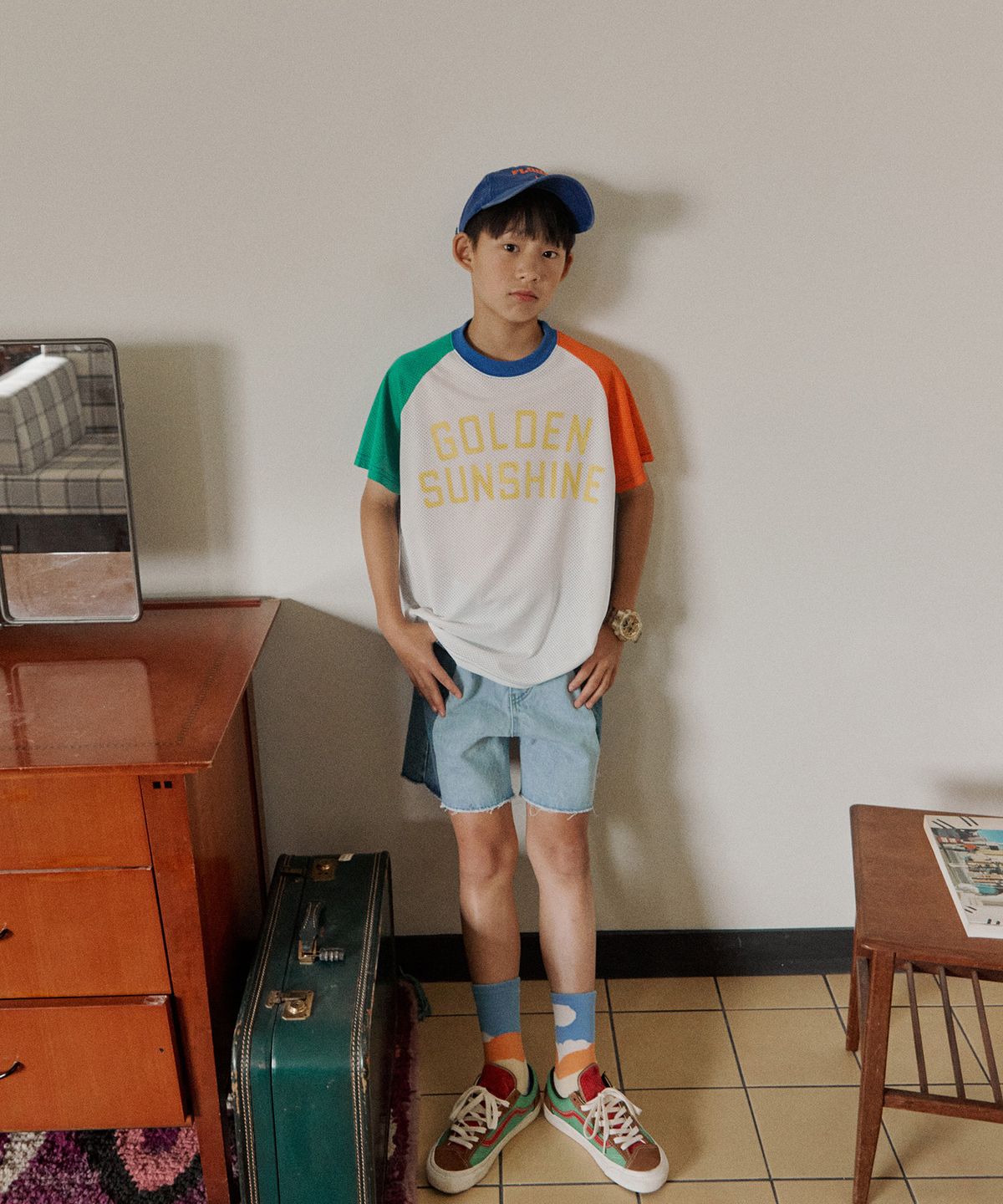 프리제(FRISE) 배색데님쇼츠_주니어