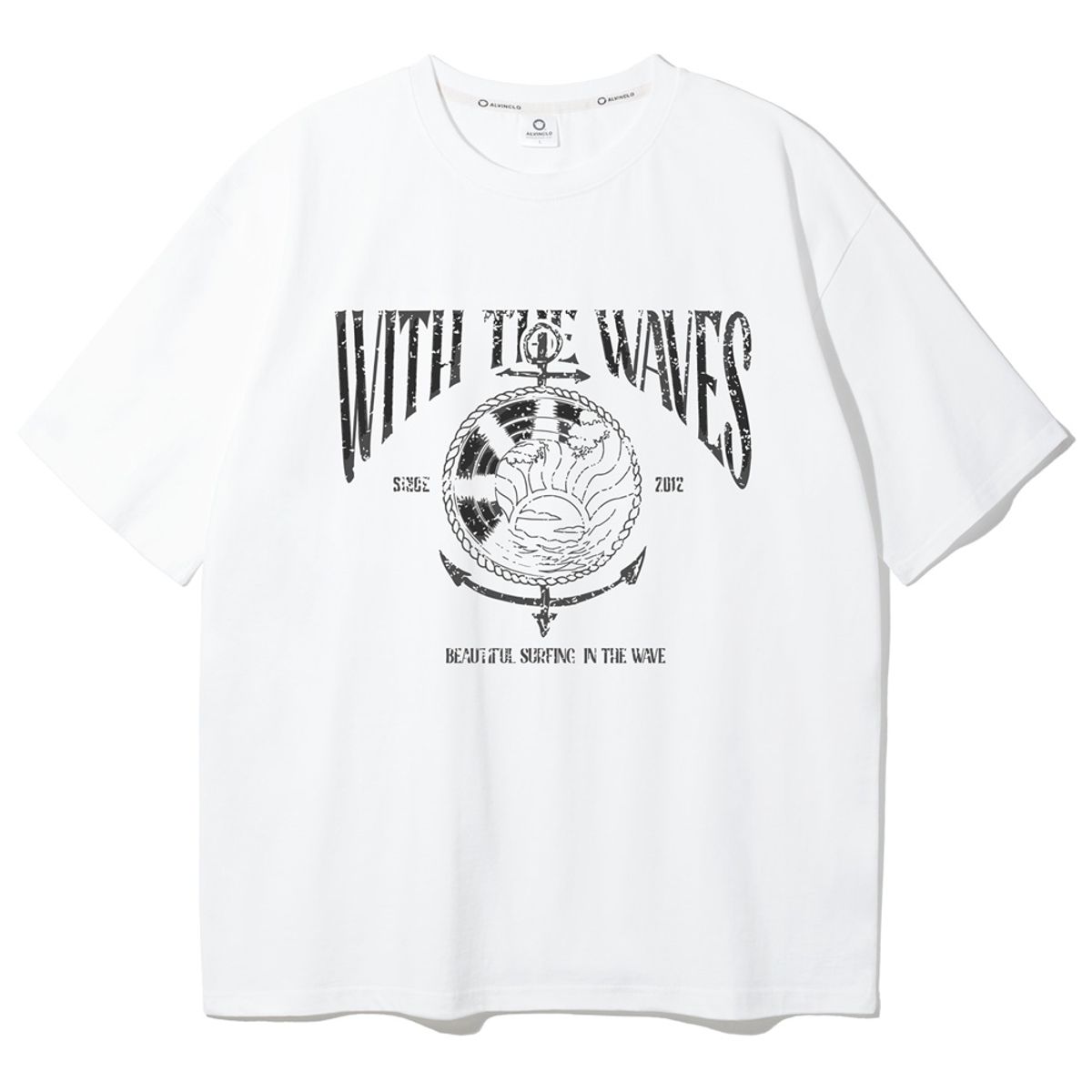 앨빈클로(ALVINCLO) WITHTHEWAVE 오버핏 반팔티 AST4511 (4 COLOR)
