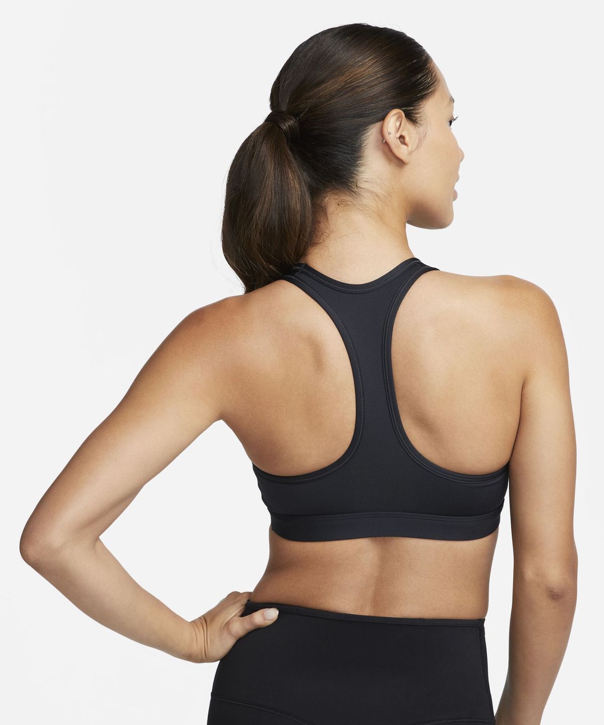나이키(NIKE) 스우시 미디엄 서포트 패드 스포츠 브라 W - 블랙:화이트 / DX6822-010