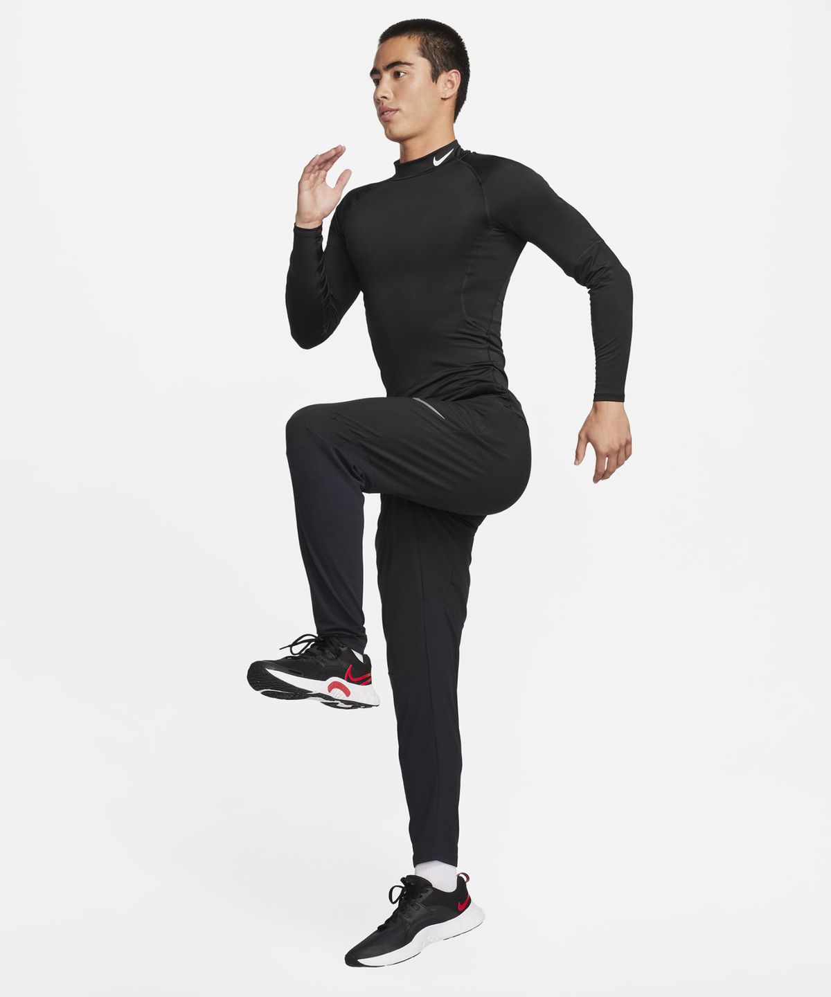 나이키(NIKE) 프로 드라이 핏 피트니스 모크넥 긴소매 탑 M - 블랙:화이트 / FB7909-010
