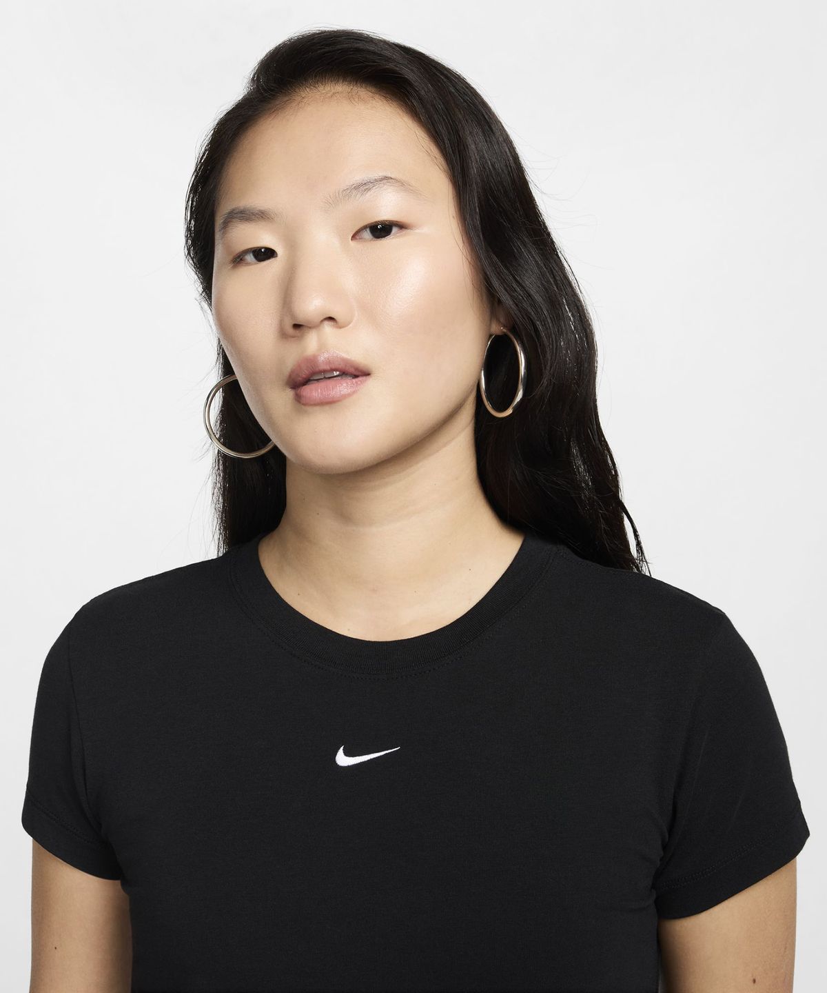나이키(NIKE) 스포츠웨어 칠 니트 크롭 티셔츠 W - 블랙:화이트 / FV5509-010