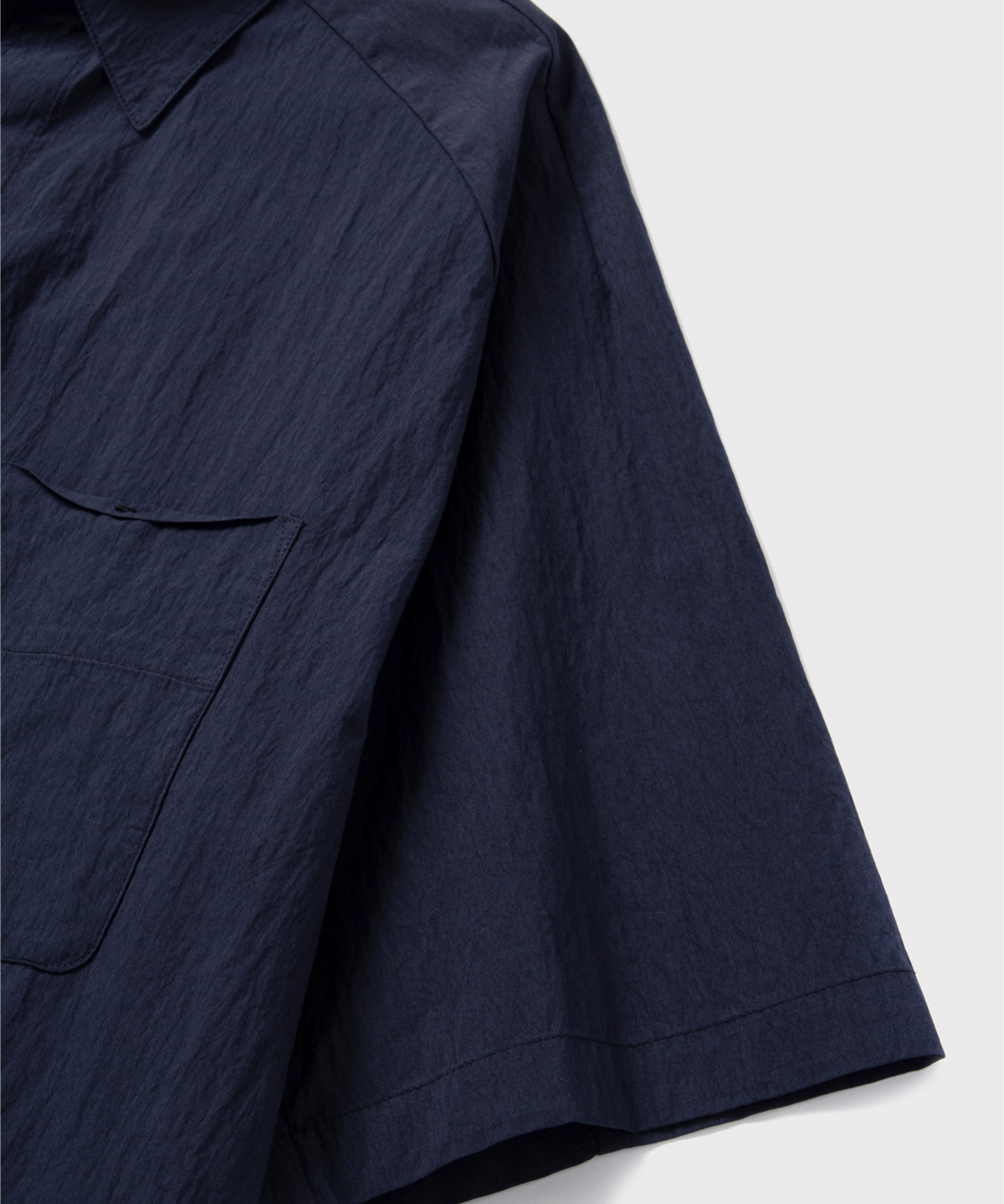 넌블랭크(NONBLANK) 네츄럴 링클 하프 슬리브 셔츠Ⅱ_DARK NAVY