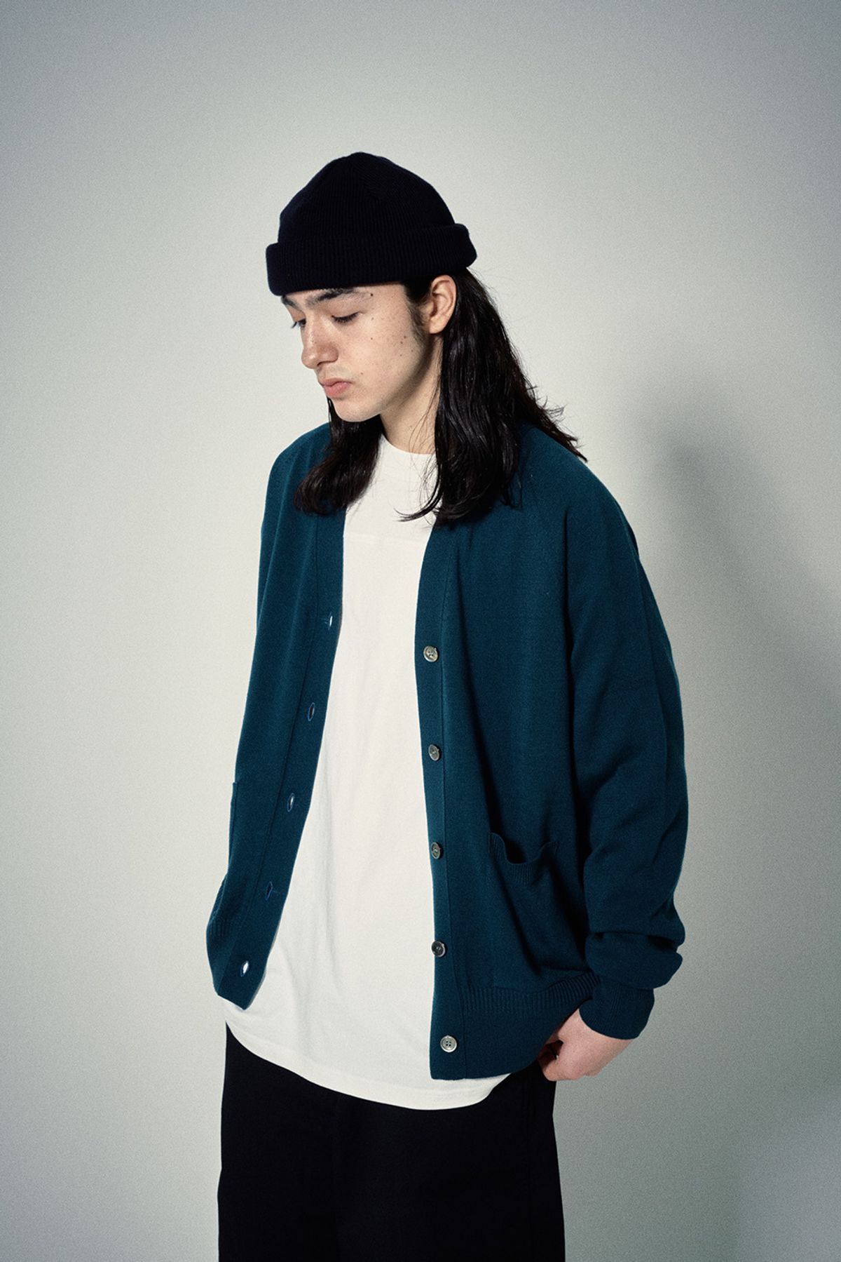 히즈핸더(HISHANDER) WHOLEGARMENT CARDIGAN [Blue Green]