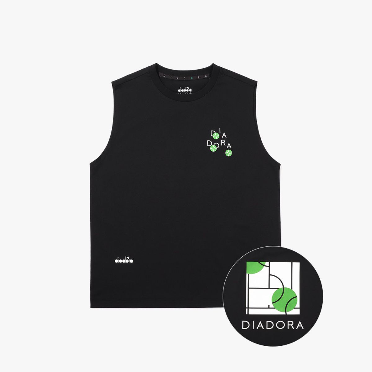 디아도라(diadora) AIRTEX 테니스 볼 그래픽 슬리브리스 BLACK