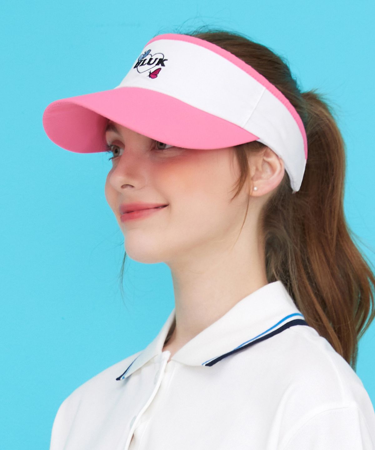 유룩(ULUK) 하트 폰트 자수 배색 썬캡 4color