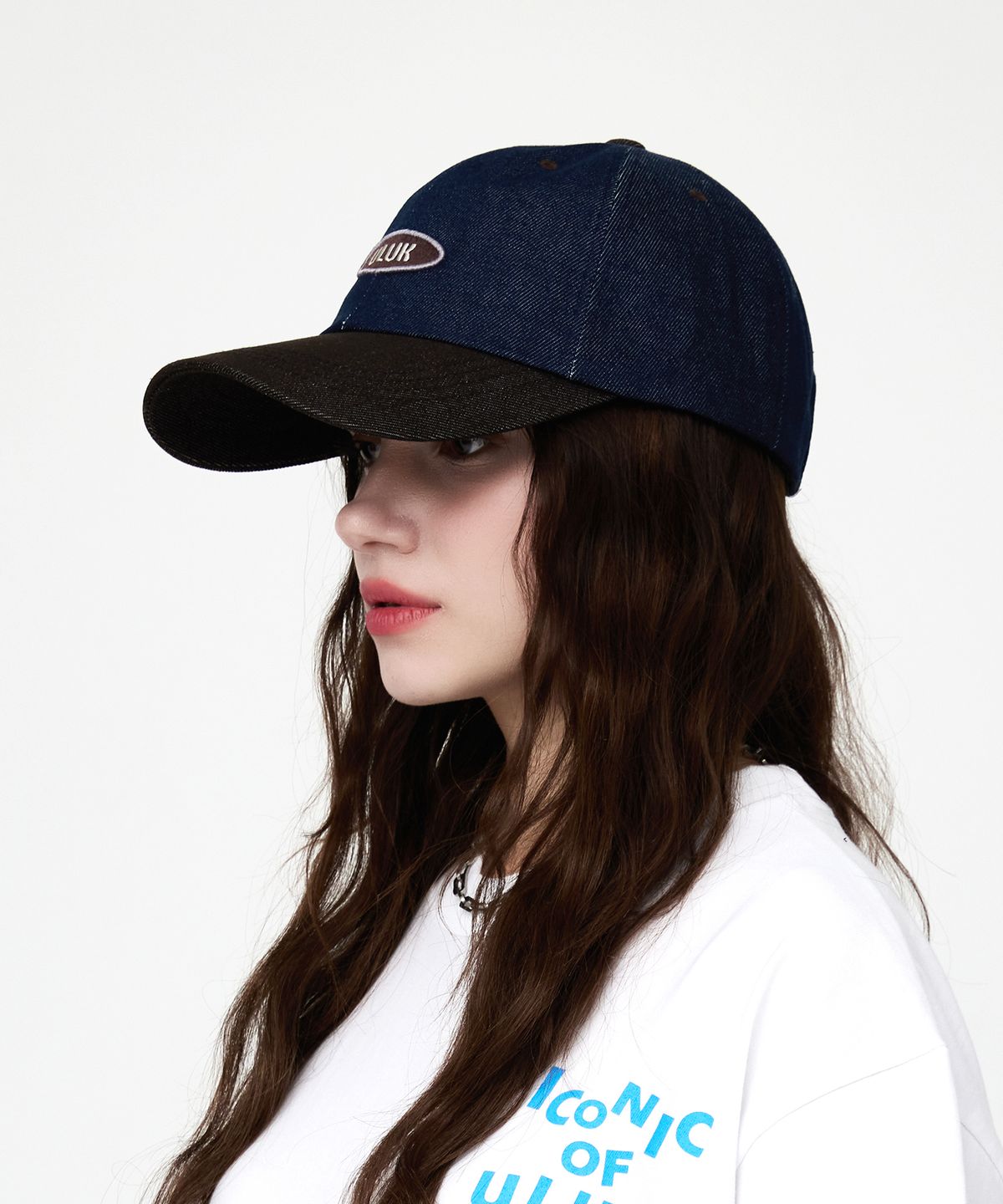 유룩(ULUK) 에션셜 써클 데님 투톤 볼캡_Brown