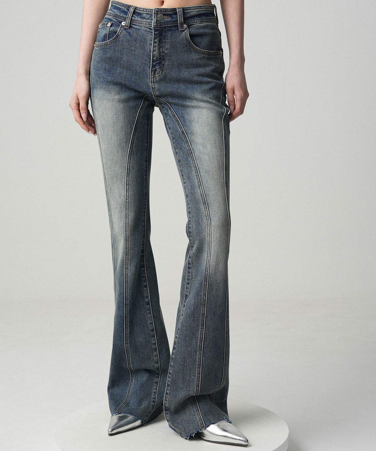 어반드레스(AVANDRESS) Thin Bootscut Pants WASHING BLACK