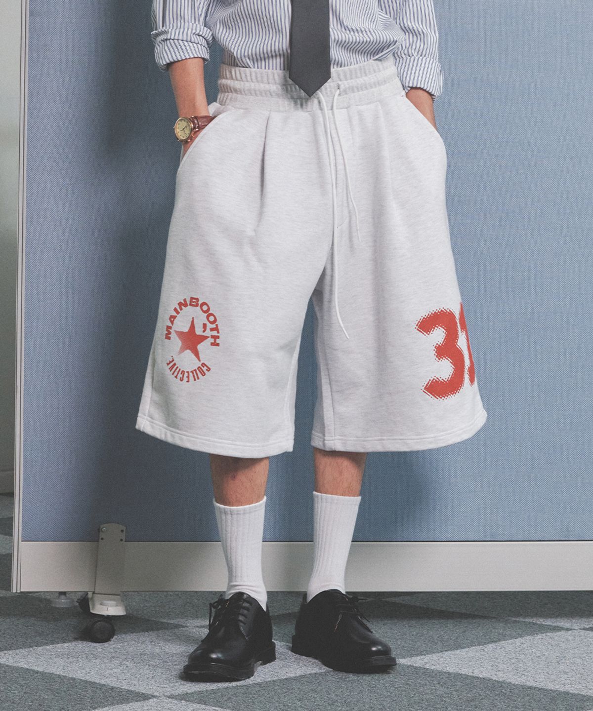 메인부스(MAINBOOTH) Boxer Oversized Sweat Shorts(CLOUD GRAY)