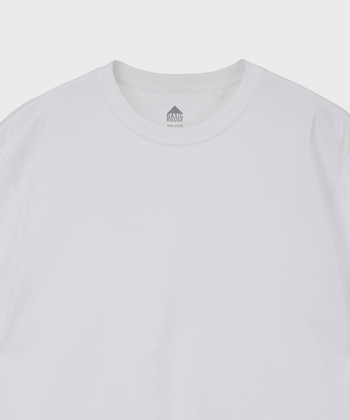 베이직하우스(BASIC HOUSE) UNI 레이어드 라운드 반팔티셔츠 화이트_일반기장(+4cm) LATS0104
