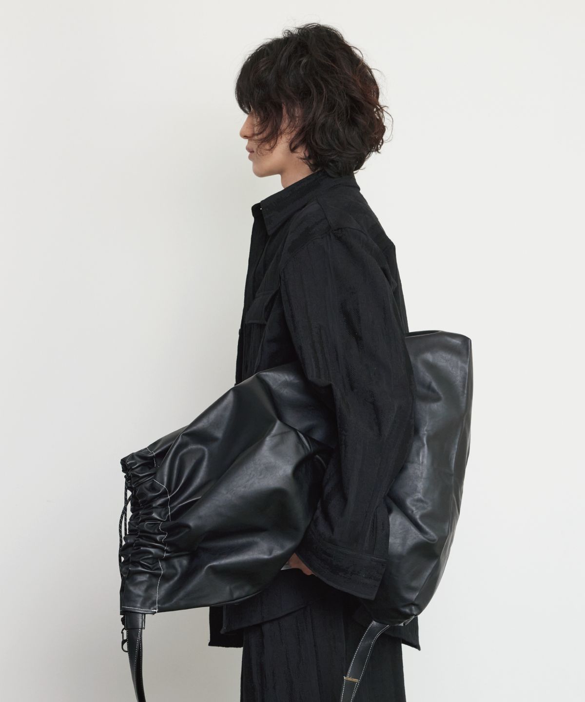 컨템포러리 어카운츠(CONTEMPORARY ACCOUNTS) 자카드 린넨 블렌드 오버사이즈 아우터 셔츠 [블랙]