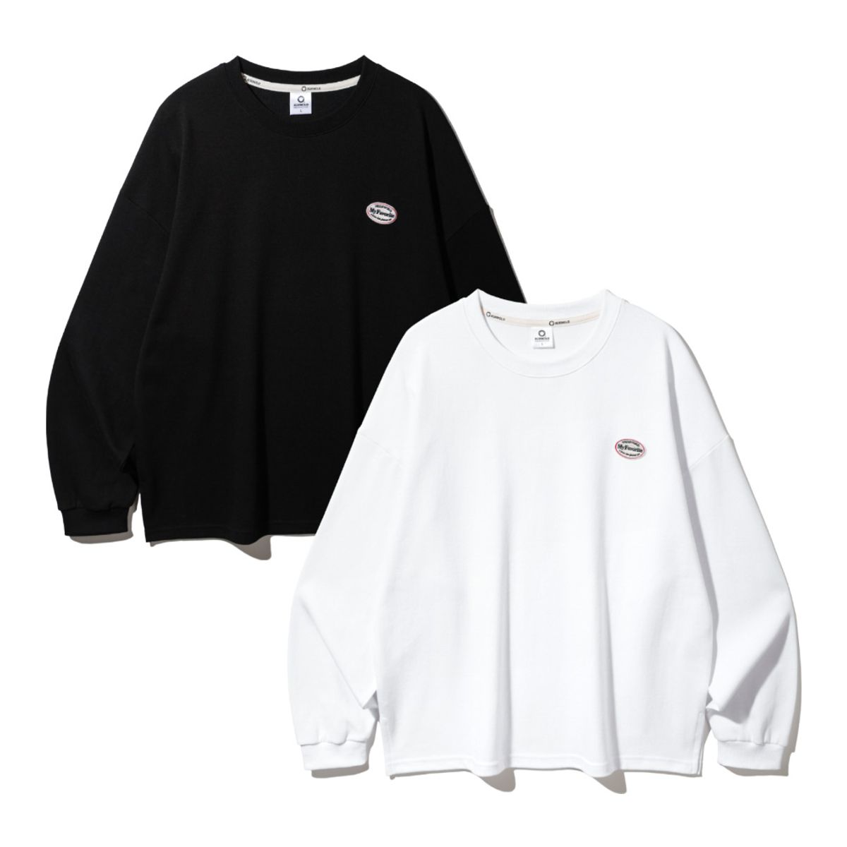 앨빈클로(ALVINCLO) [2PACK] 와펜 오버핏 긴팔티셔츠 2종 패키지 (7 COLOR)
