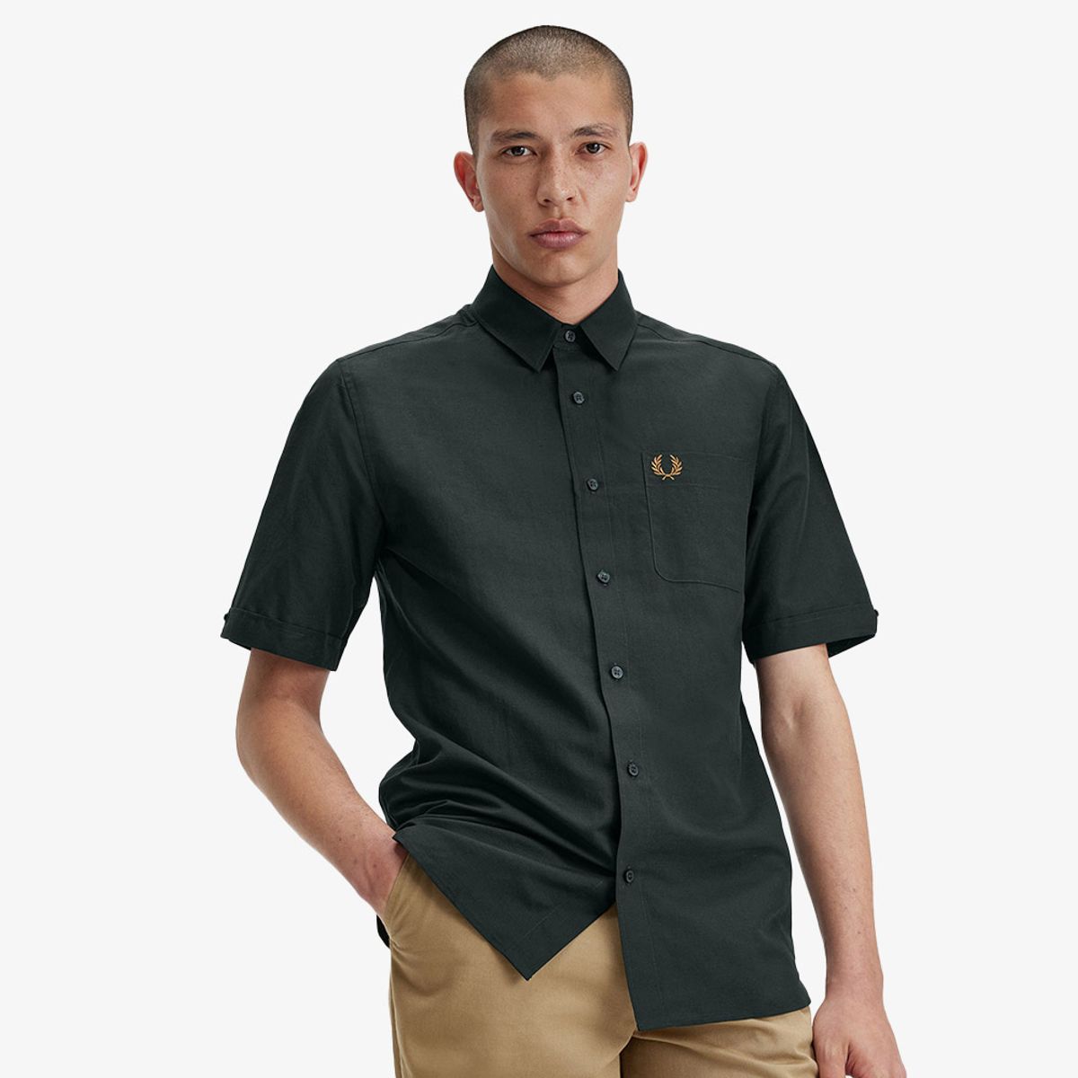 프레드페리(FRED PERRY) [Sharp] 린넨 블렌드 숏 슬리브 셔츠(Q20) AFPM2417764-Q20