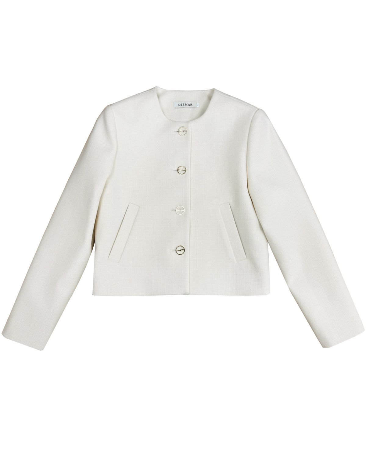 지에마르(GIEMAR) GOLD BOTTON SHORT JACKET BLACK IVORY