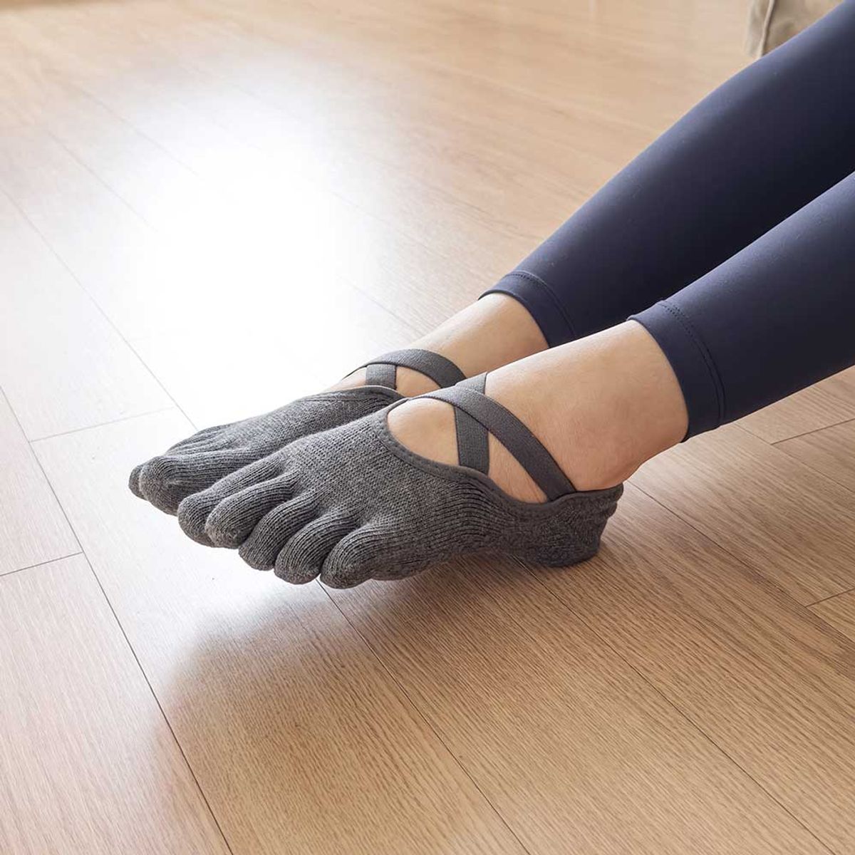 아사나(ASANA) 크로스 리본 풀 토우 발가락 요가 필라테스 양말