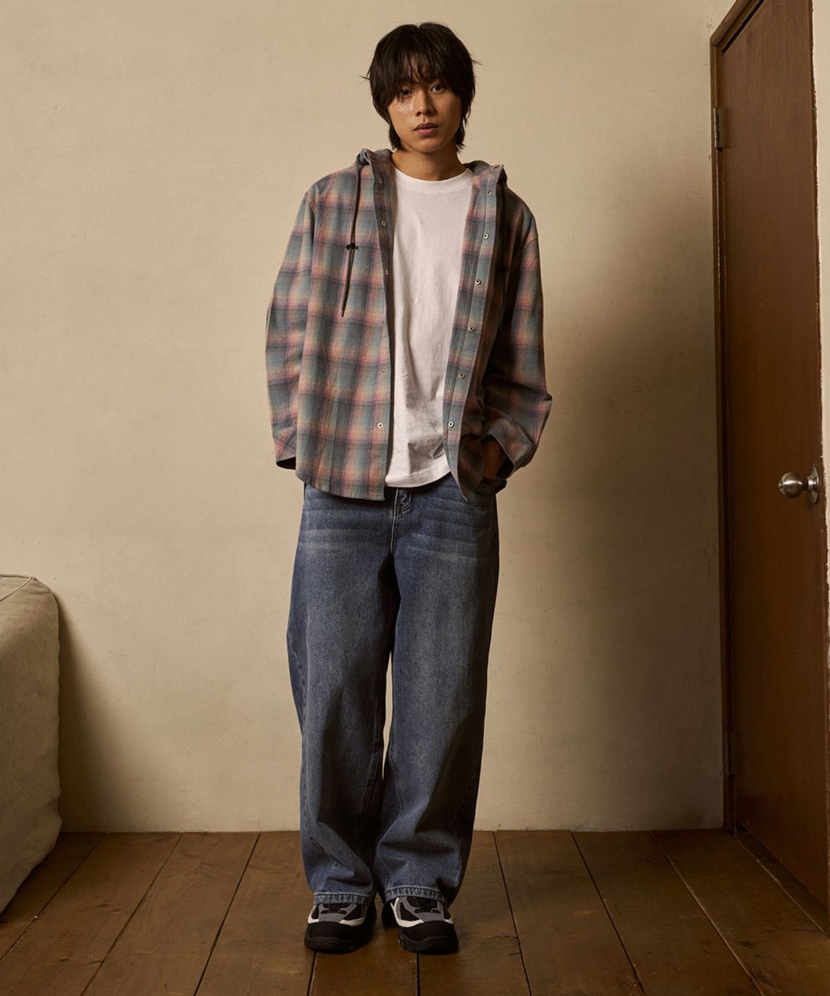 에프디알(FDR) Multi Check Over Hood Shirt_MINT