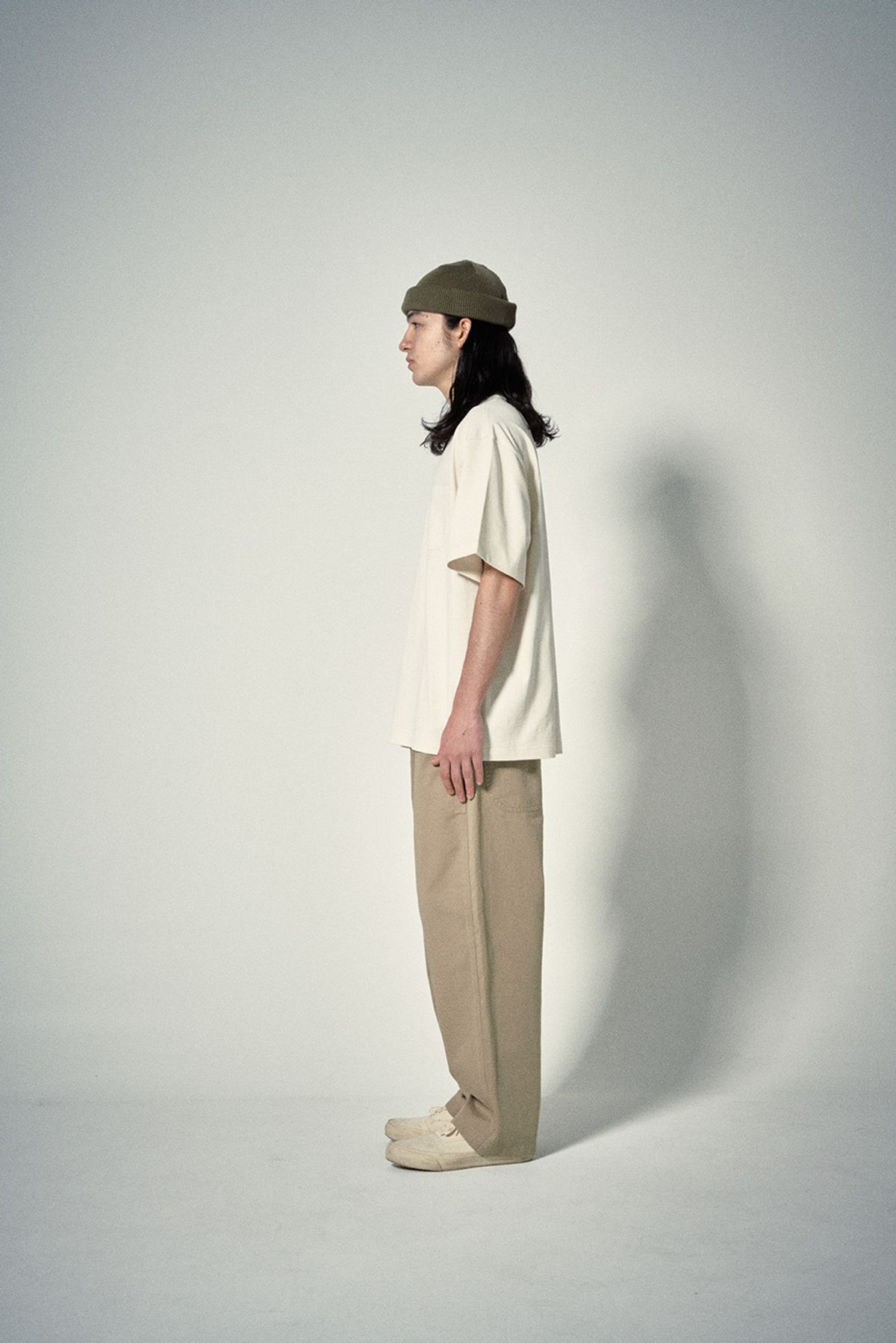 히즈핸더(HISHANDER) BELTED WIDE CHINO PANTS [Beige]