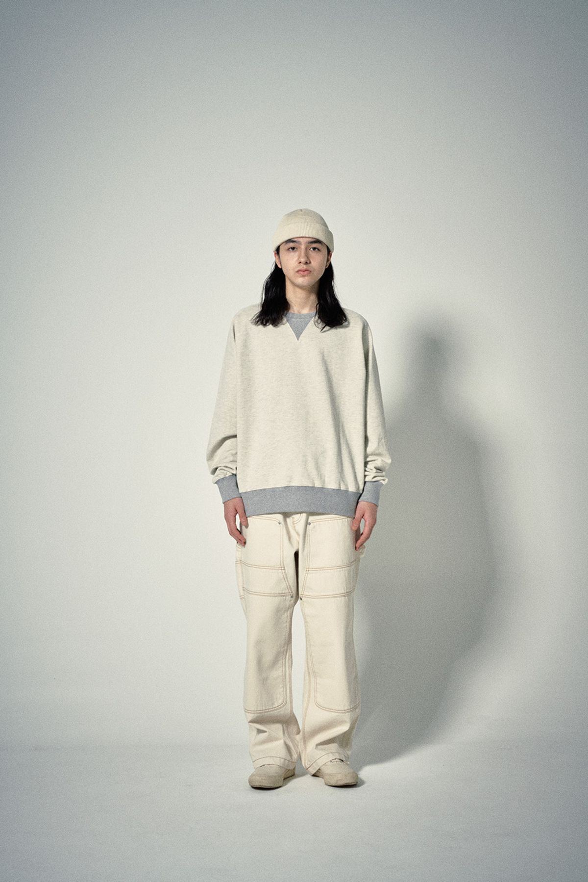 히즈핸더(HISHANDER) DOUBLE KNEE DENIM PANTS [Ecru]