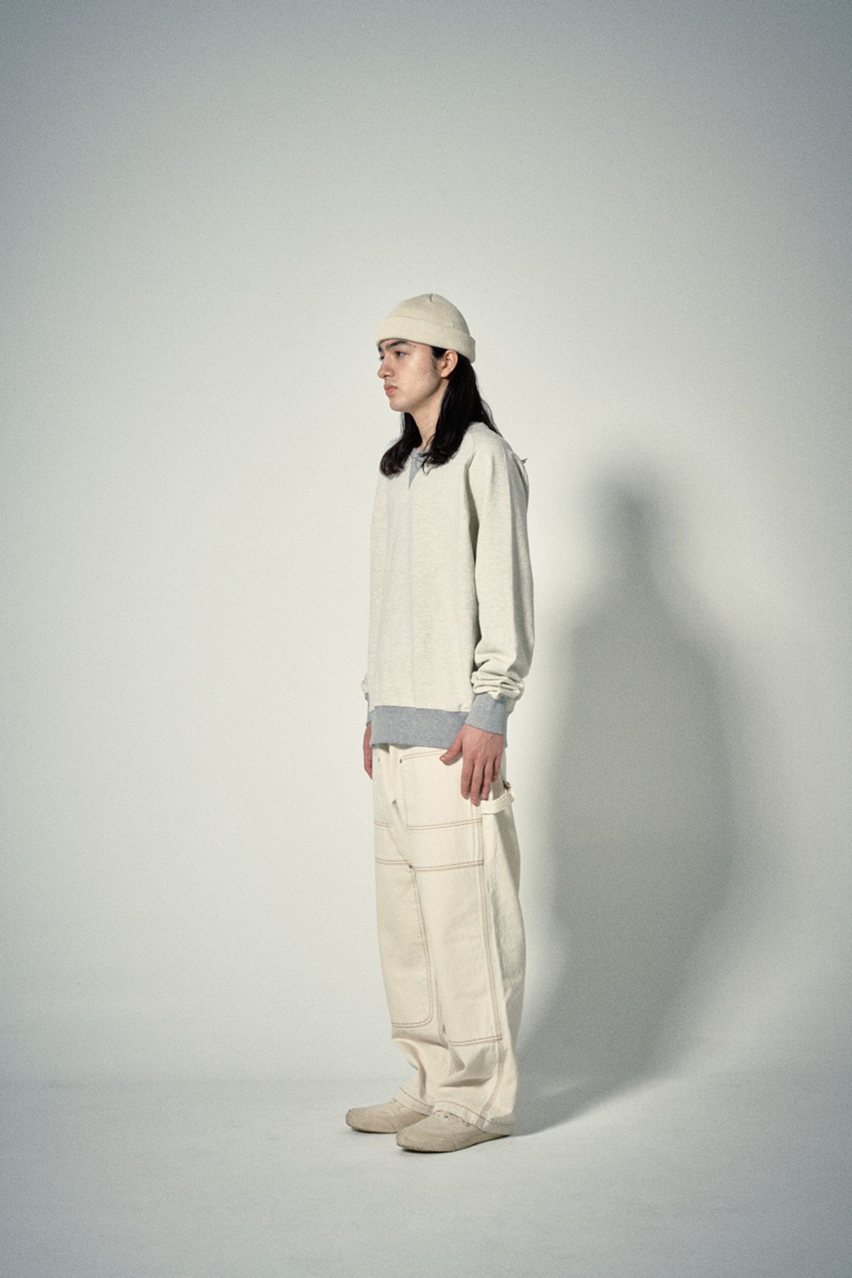 히즈핸더(HISHANDER) DOUBLE KNEE DENIM PANTS [Ecru]
