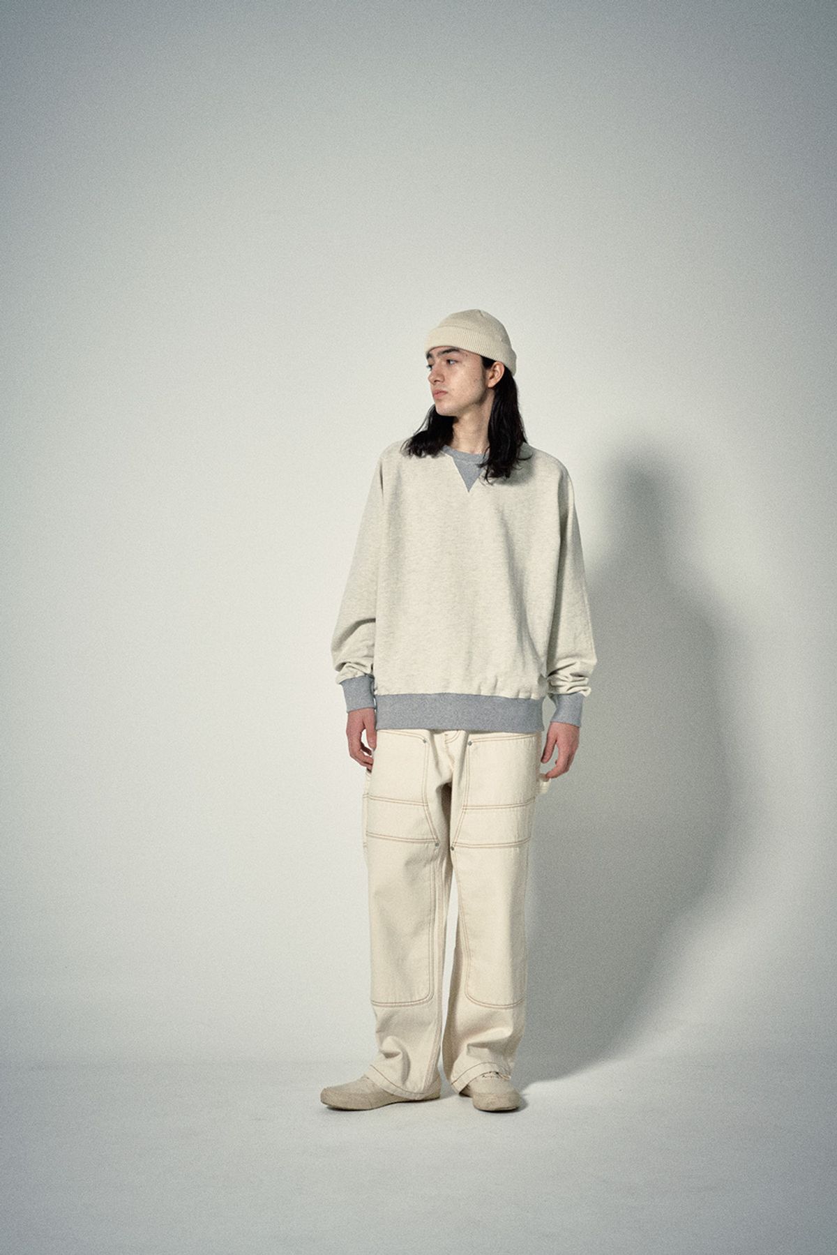히즈핸더(HISHANDER) DOUBLE KNEE DENIM PANTS [Ecru]